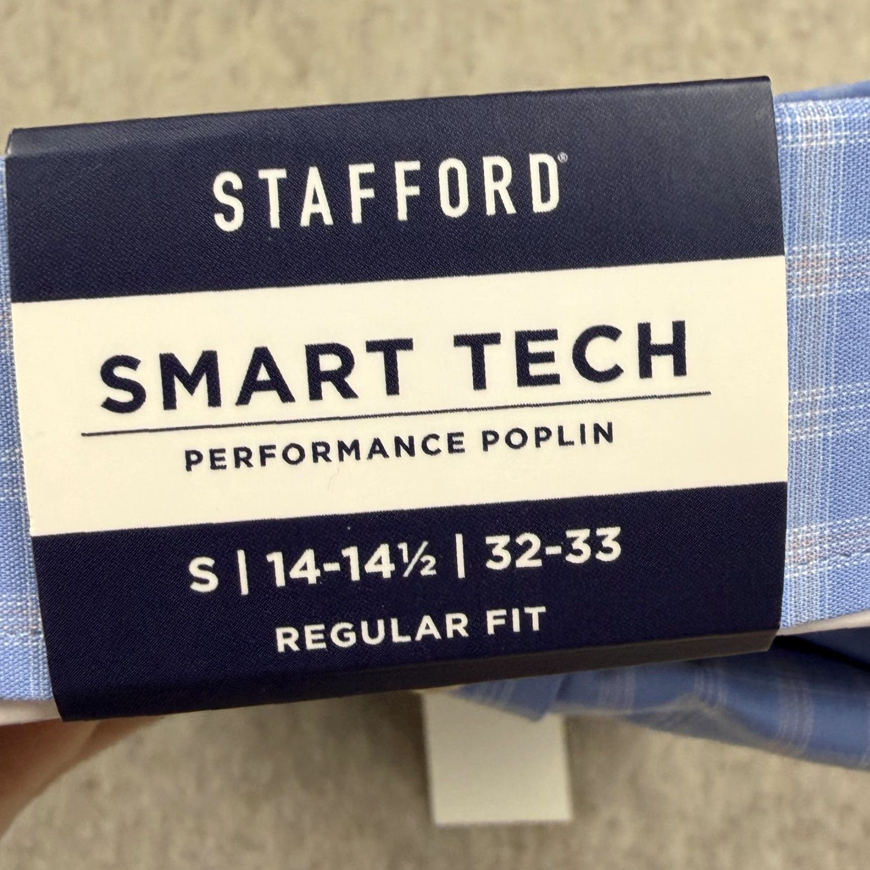 Stafford Stafford Shirt Mens Small Blue Plaid Performance Cotton Polyester Spandex Regular Fit Size US S / EU 44-46 / 1 - 7 Thumbnail