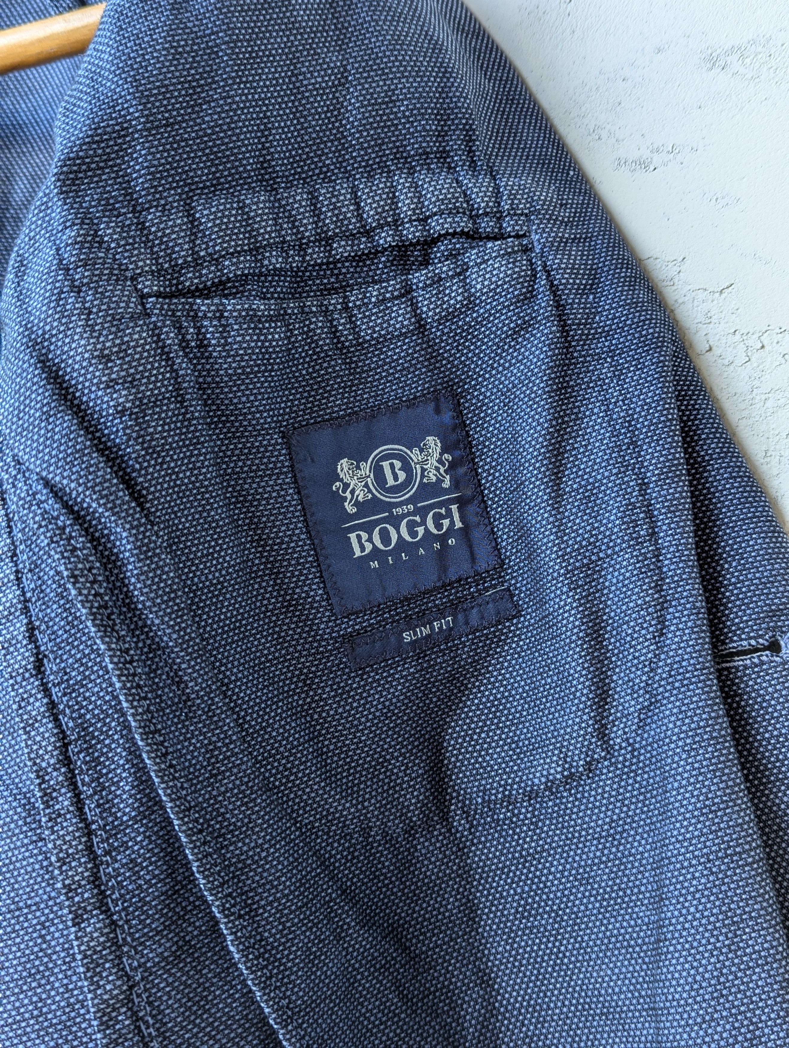 Boggi Boggi Milano Linen-Blend Blazer Blue Slim Fit Jacket Size 38S - 11 Thumbnail