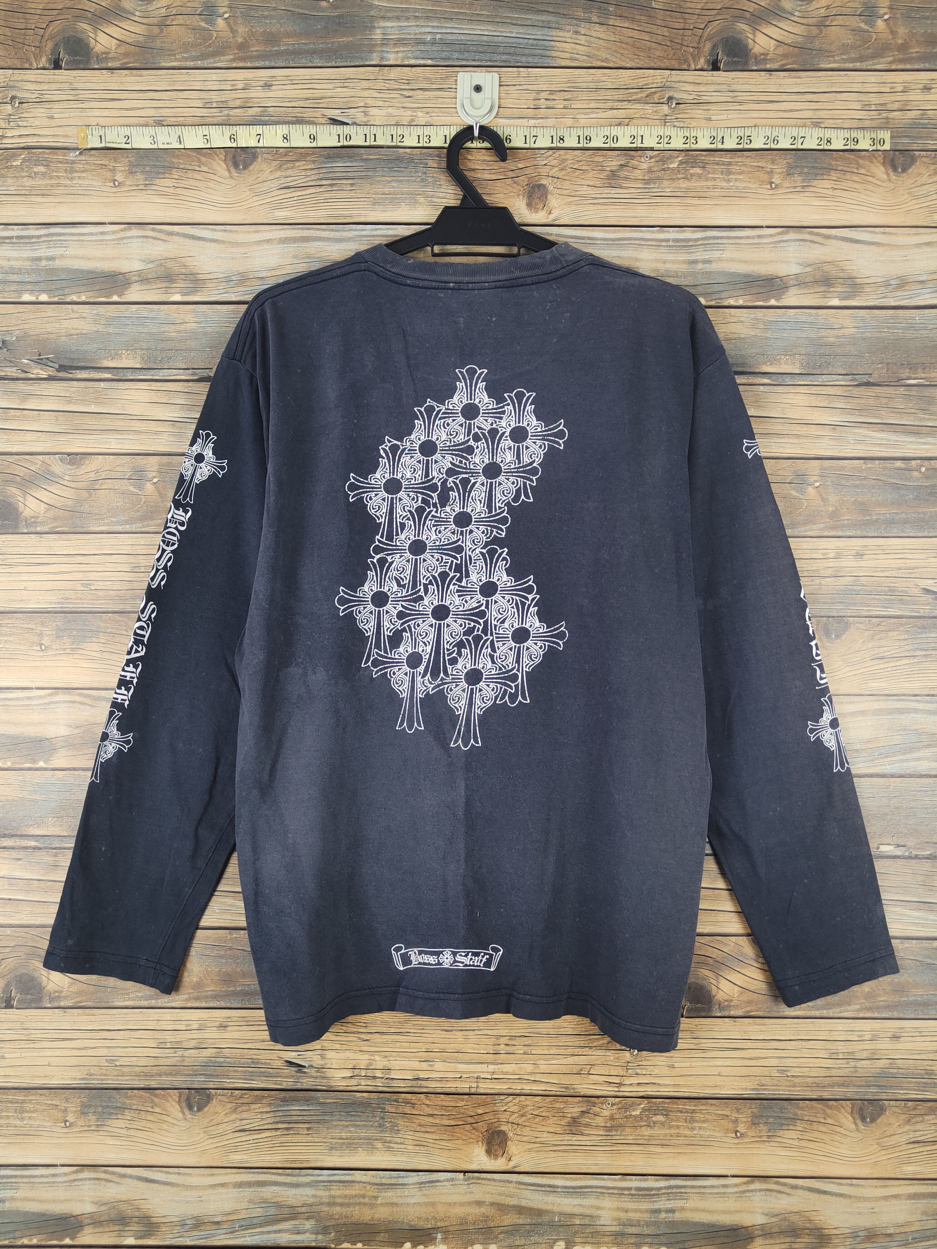 Japanese Brand DL Boss Staff like Chrome Heart Navy Faded shirt #618 Size US L / EU 52-54 / 3 - 9 Thumbnail