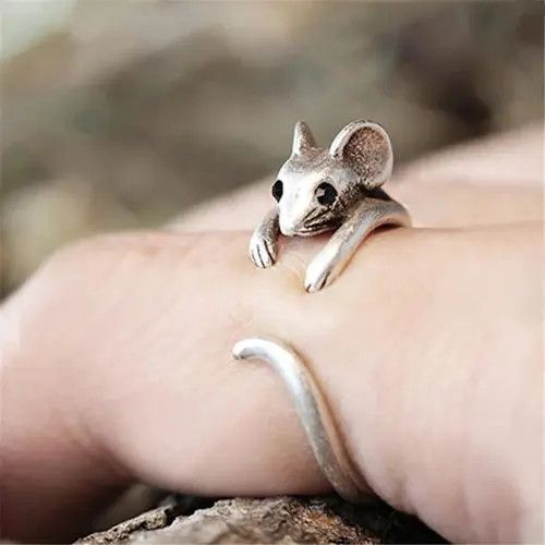Vintage Cute Mouse Shape Open Ring Size ONE SIZE - 3 Thumbnail