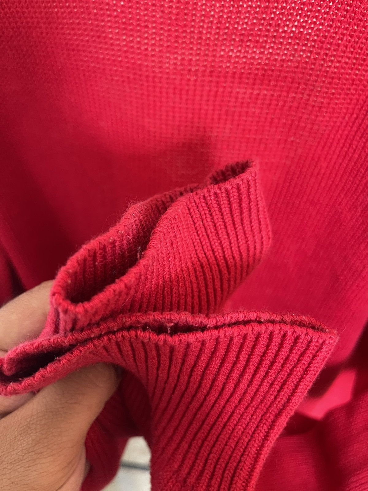 Issey Miyake × Japanese Brand Issey Miyake Sports Chenille Patch Red Cardigan Size US L / EU 52-54 / 3 - 5 Thumbnail