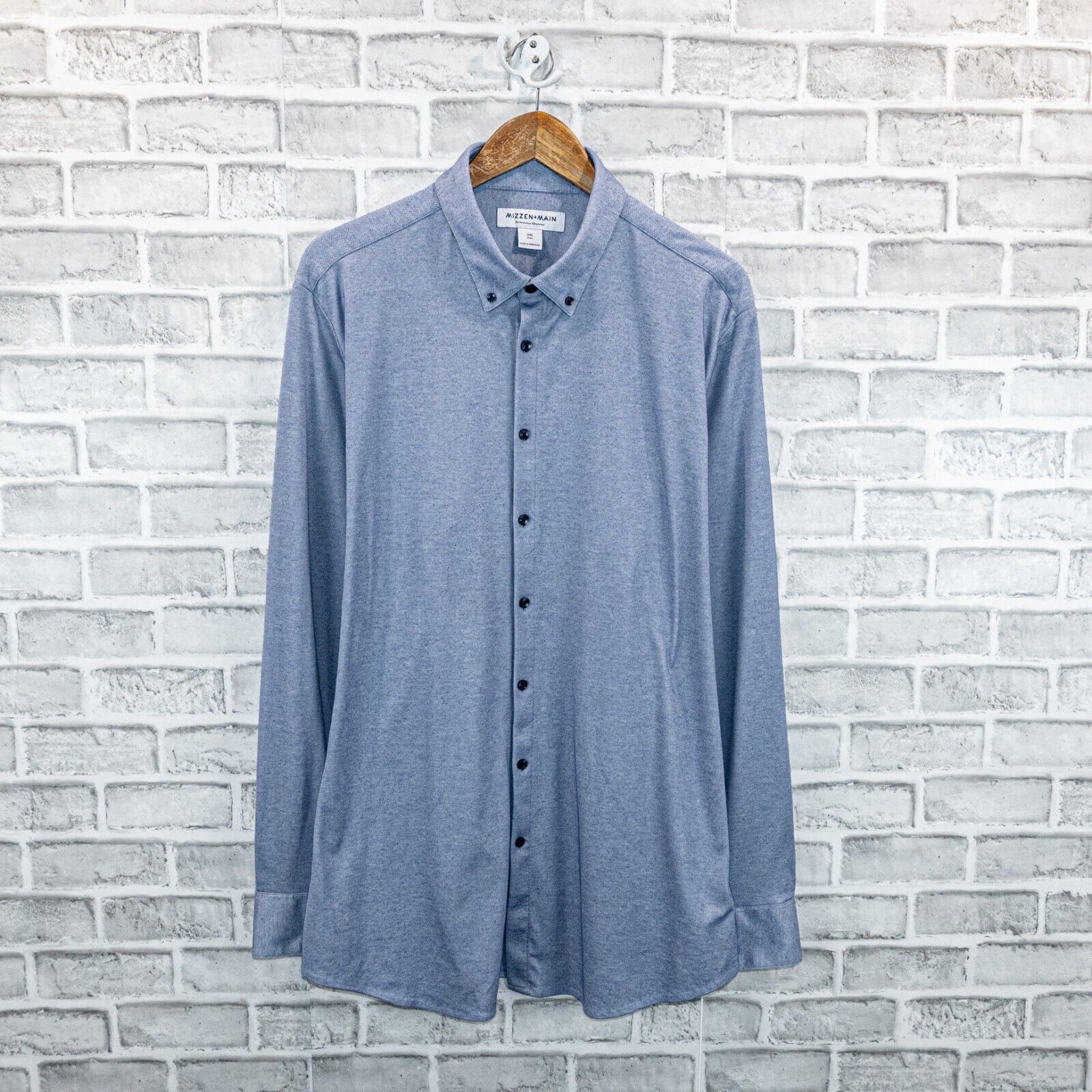 Mizzen+Main MIZZEN + MAIN Trim fit Button Down Shirt Blue poly cotton Size US XXL / EU 58 / 5 - 1 Thumbnail