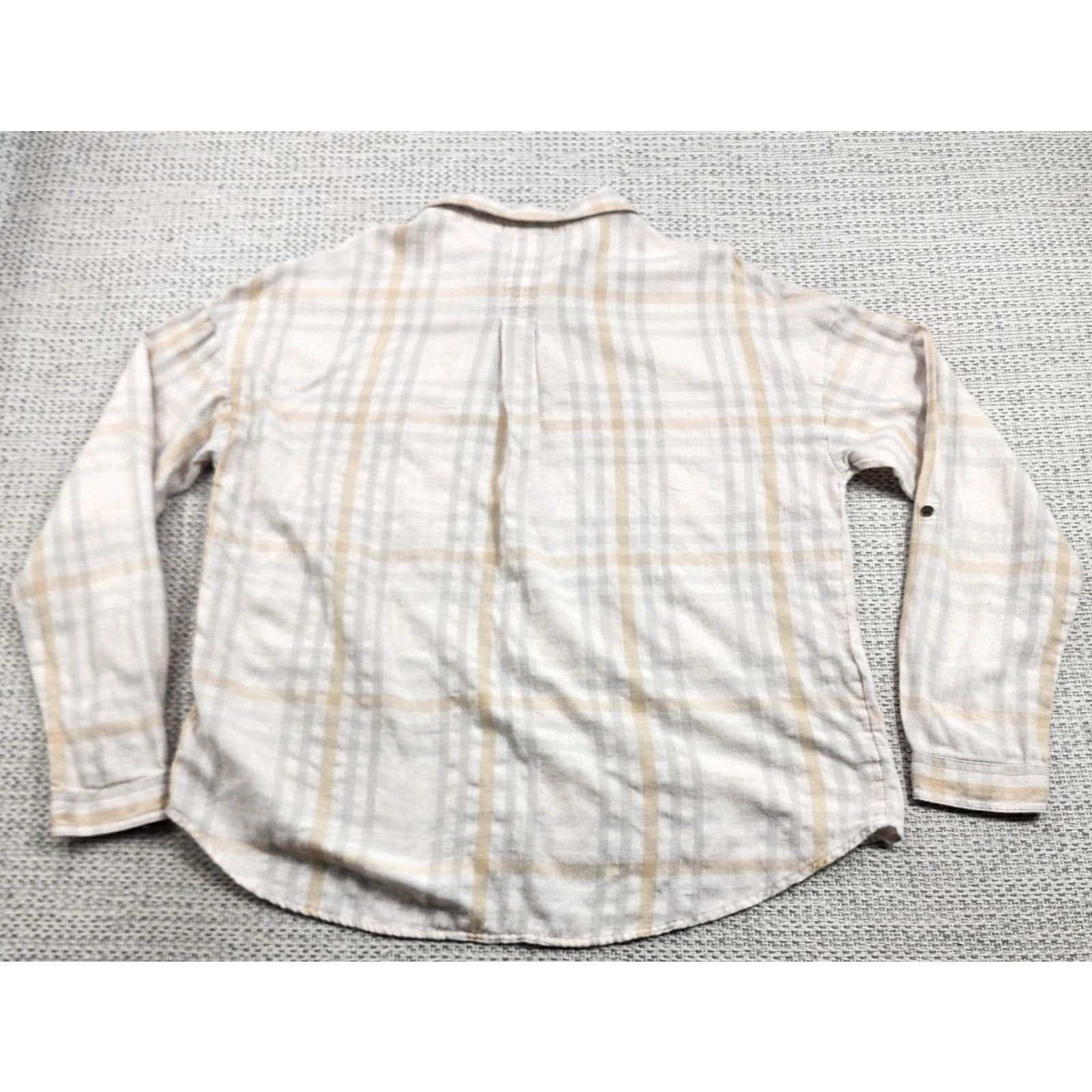 Prana prAna Shirt Womens XL Tan Gray Plaid Flannel Button Down Long Sleeve Organic Size XL / US 12-14 / IT 48-50 - 7 Thumbnail