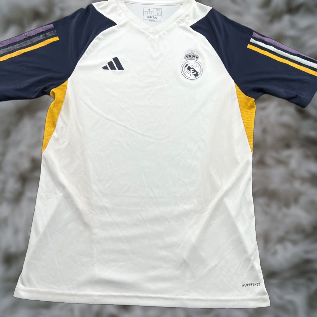 Adidas Real Madrid 2023 2024 Training Adidas Shirt Mens Football Jersey M White Polyester Short Sleeve Round Neck Moisture Wicking Quick Dry Surgical Size US M / EU 48-50 / 2 - 1 Thumbnail