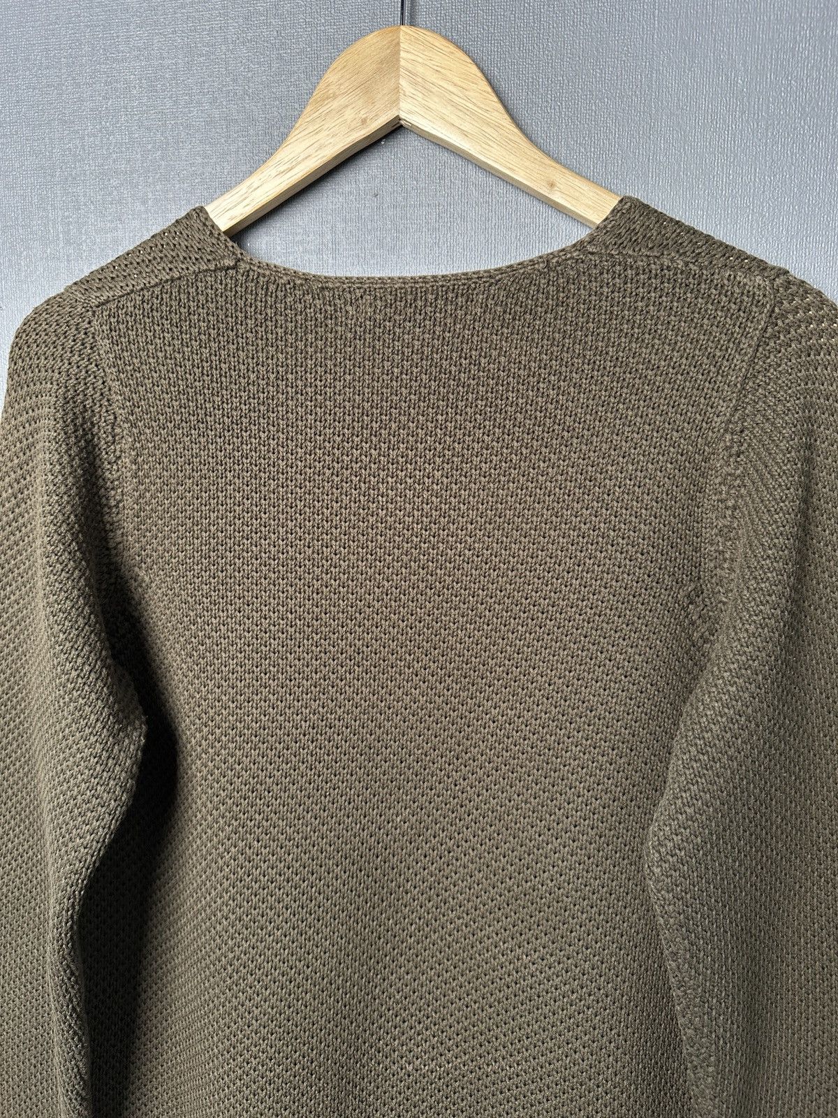 Gudrun Sjoden GUDRUN SJODEN V-Neck Chunky Knit Cotton Khaki Green Sweater Size S / US 4 / IT 40 - 7 Thumbnail