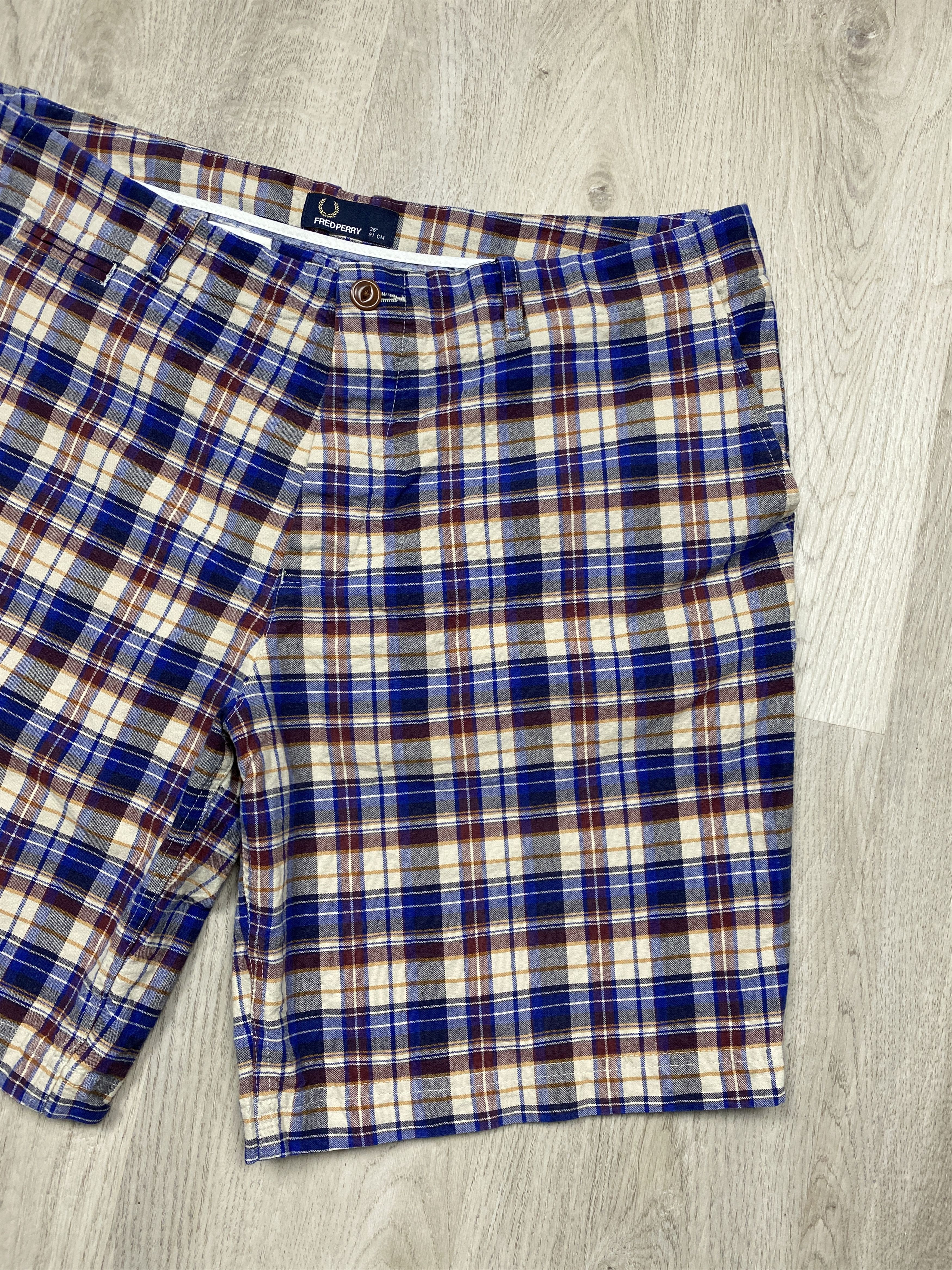 Fred Perry × Vintage Fred Perry Vintage Mens Plaid Shorts Size US 36 / EU 52 - 2 Thumbnail