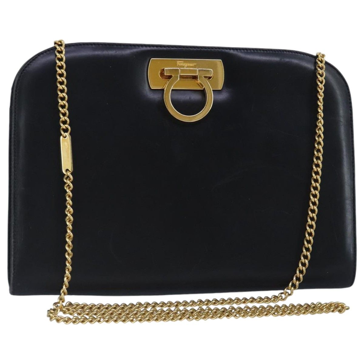 Salvatore Ferragamo Gancini Black Leather Shoulder Bag (Pre-Owned) Size ONE SIZE - 1 Thumbnail