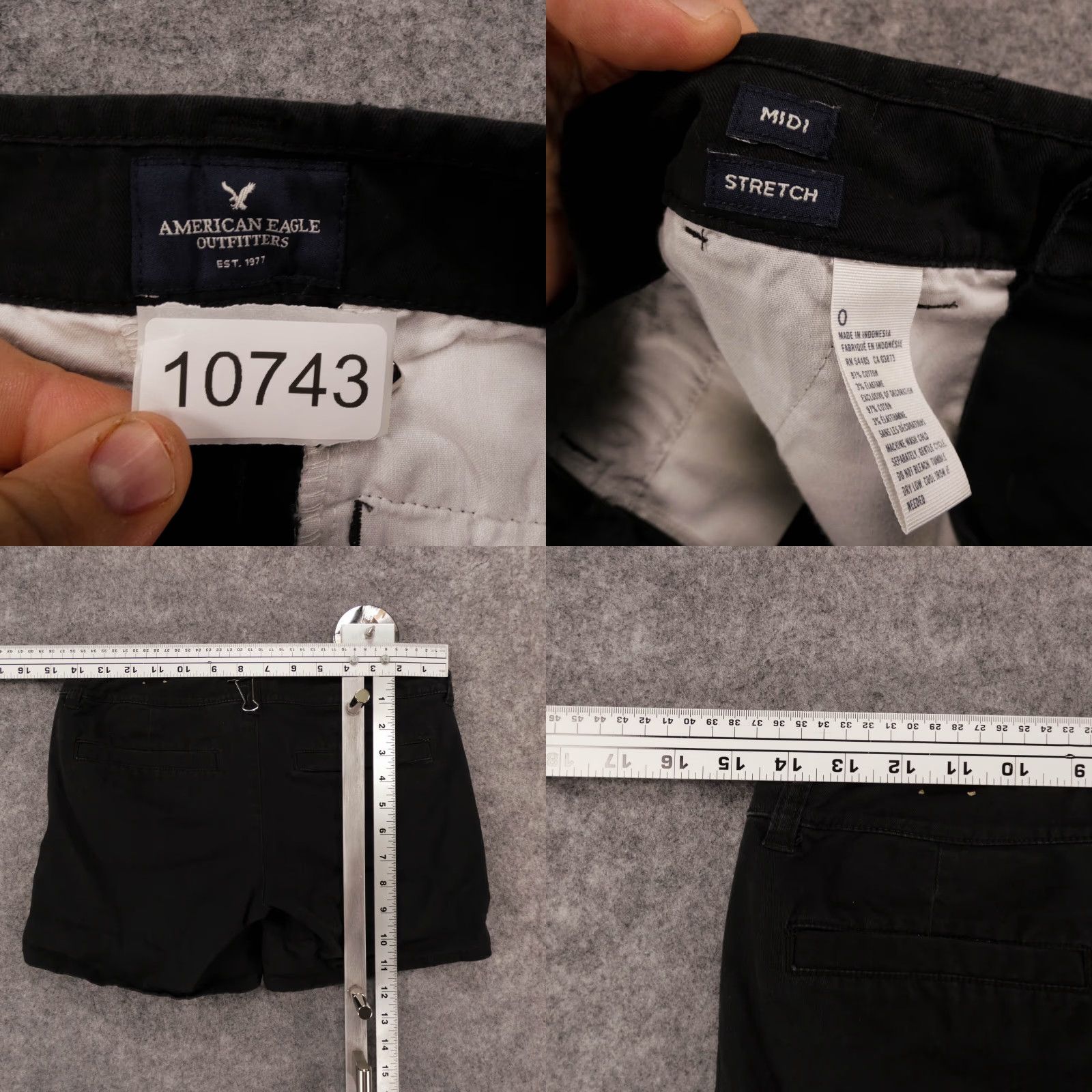 American Eagle Outfitters American Eagle Shorts Womens 0 Stretch Midi Chino Flat Front Black Size 25" / US 0 / IT 36 - 8 Thumbnail