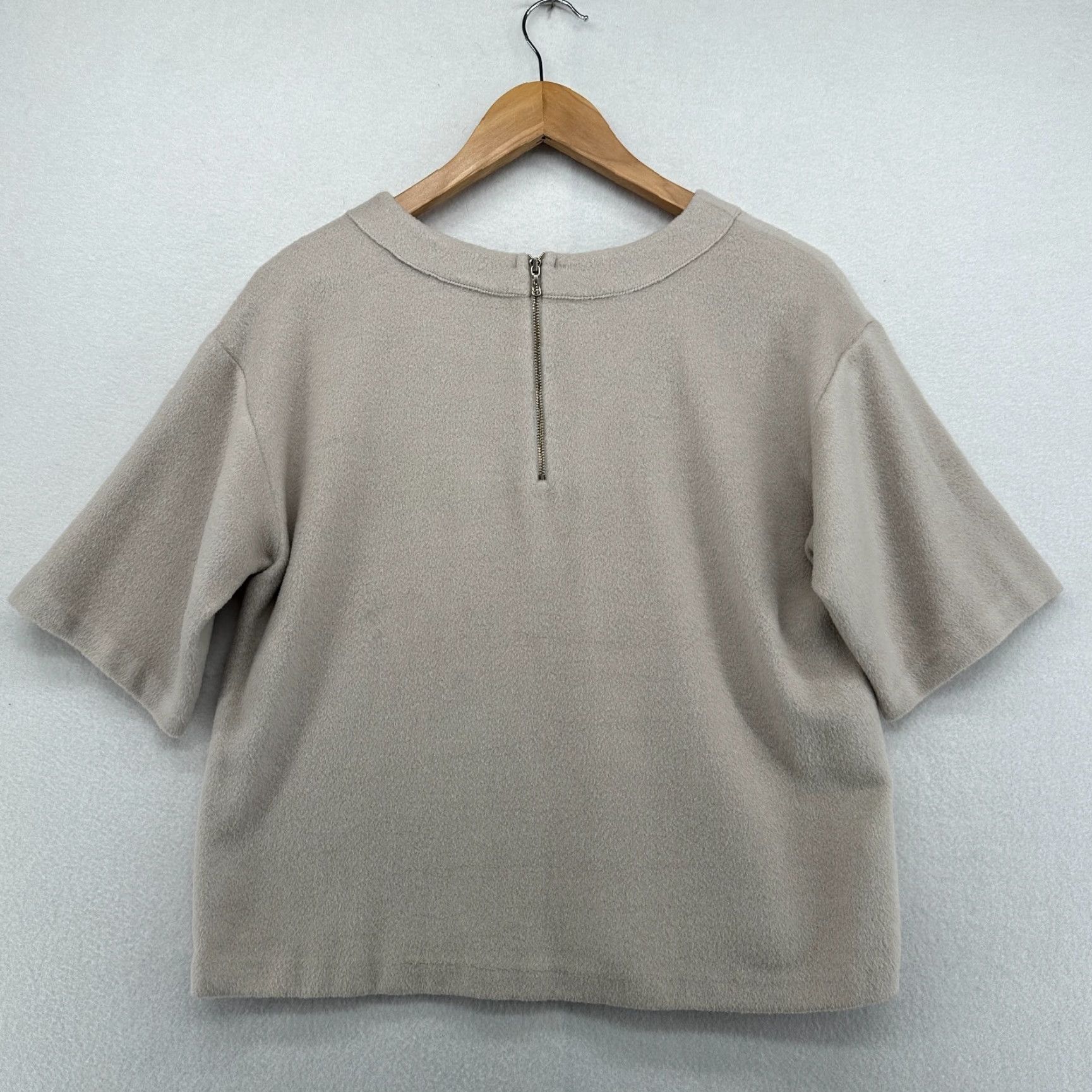 Ann Taylor Ann Taylor Short Sleeve Shirt Wool Blend Top Womens Size Medium Taupe Beige Size M / US 6-8 / IT 42-44 - 5 Thumbnail