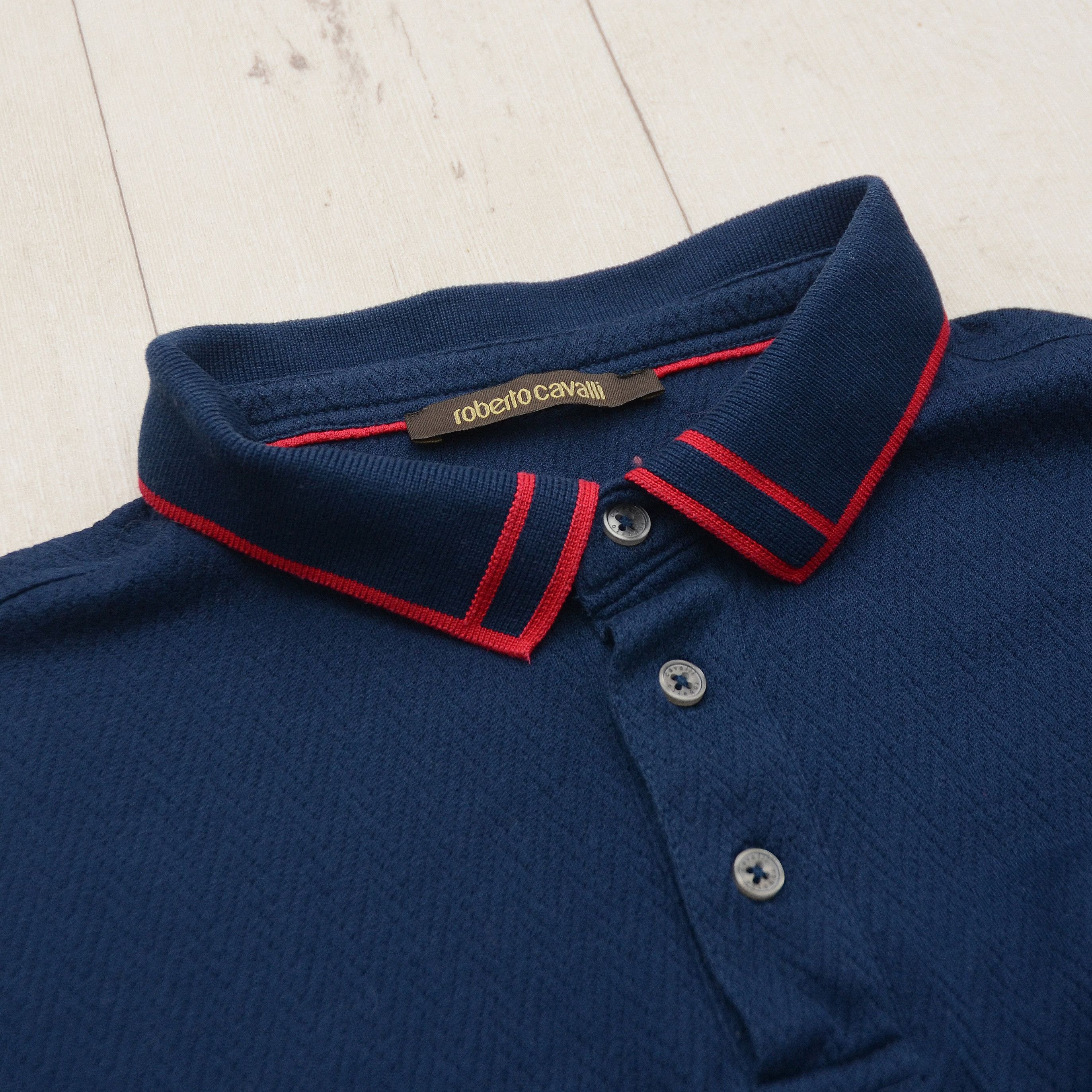 Roberto Cavalli Roberto Cavalli Embroidered Logo Knit Polo in Navy Size M Size US M / EU 48-50 / 2 - 6 Thumbnail