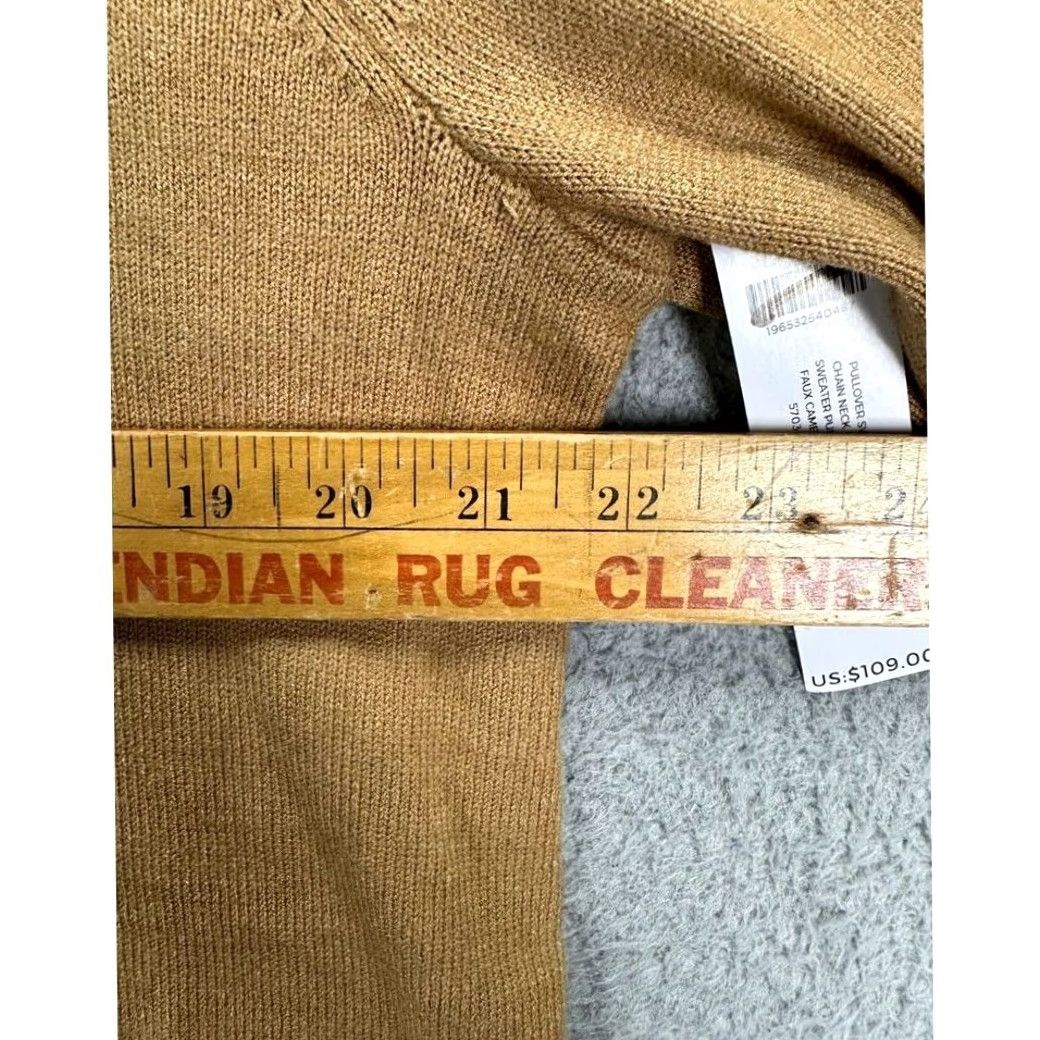 Vintage Chicos Sweater Womens 2 US Large Tan Camel Heather Chain Crew Neck Pullover NEW Size L / US 10 / IT 46 - 7 Thumbnail