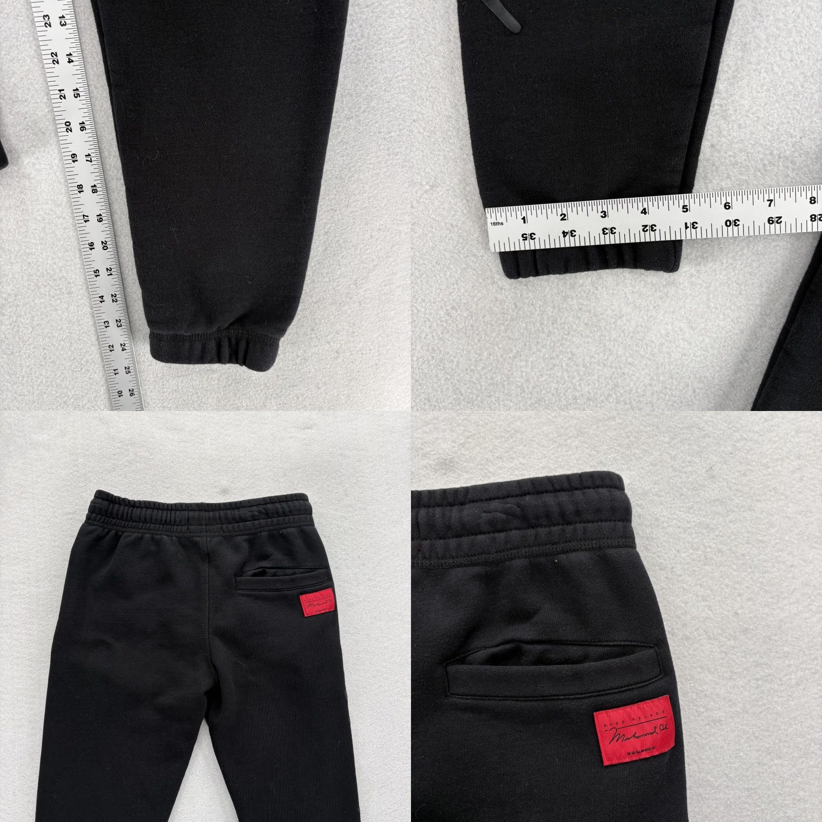 Palace VINTAGE? (No—not vintage per specs) Shoe Palace Muhammad Ali Fleece Jogger Pants Mens Small Black Drawstring Pockets Tapered Front Flat Front Size US 29 - 8 Thumbnail