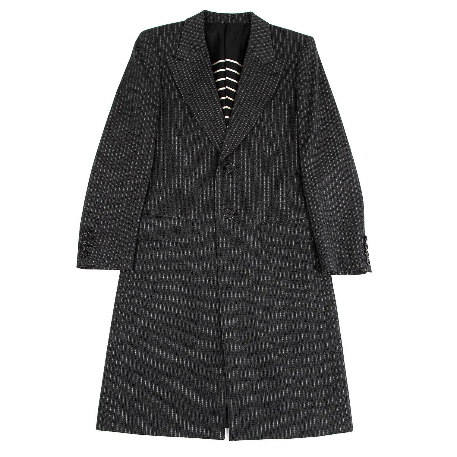 Jean Paul Gaultier Herringbone Stripe Overcoat in Gray Size 48 Size US M / EU 48-50 / 2 - 1 Thumbnail
