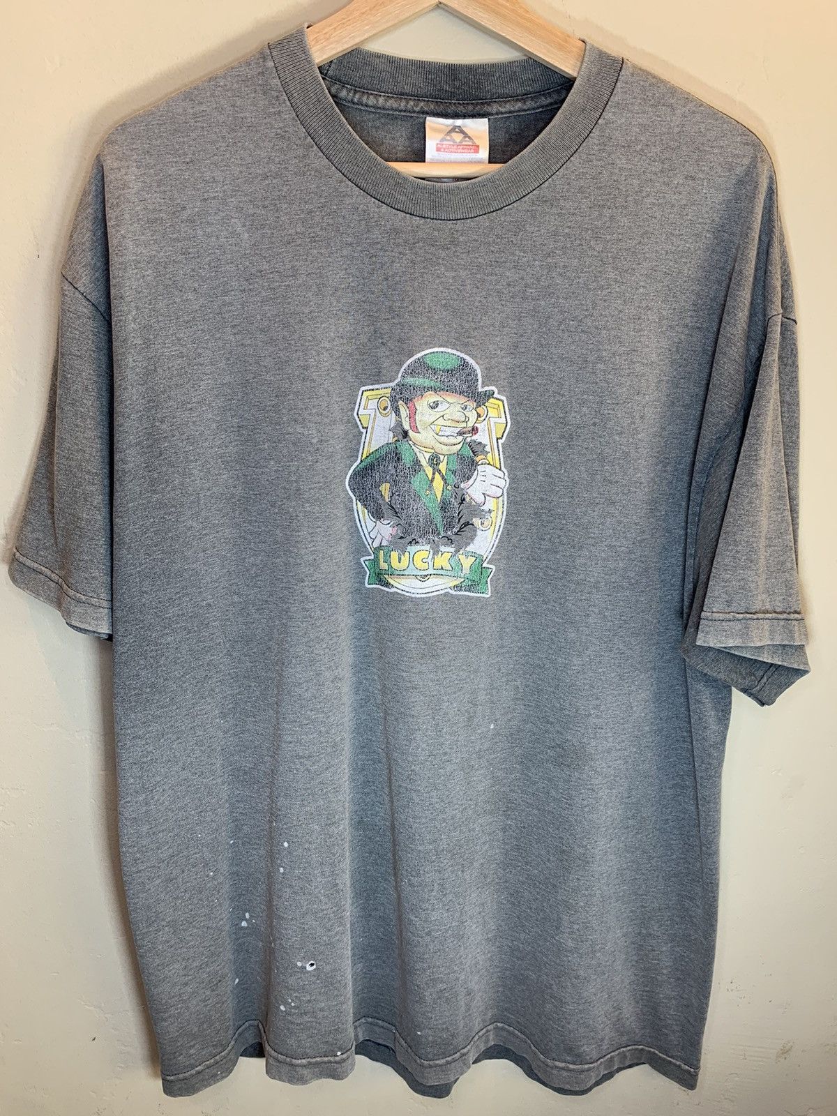 Vintage *RARE* Vintage Lucky Skateboard Bearings Leprechaun T-Shirt Size US XL / EU 56 / 4 - 1 Thumbnail