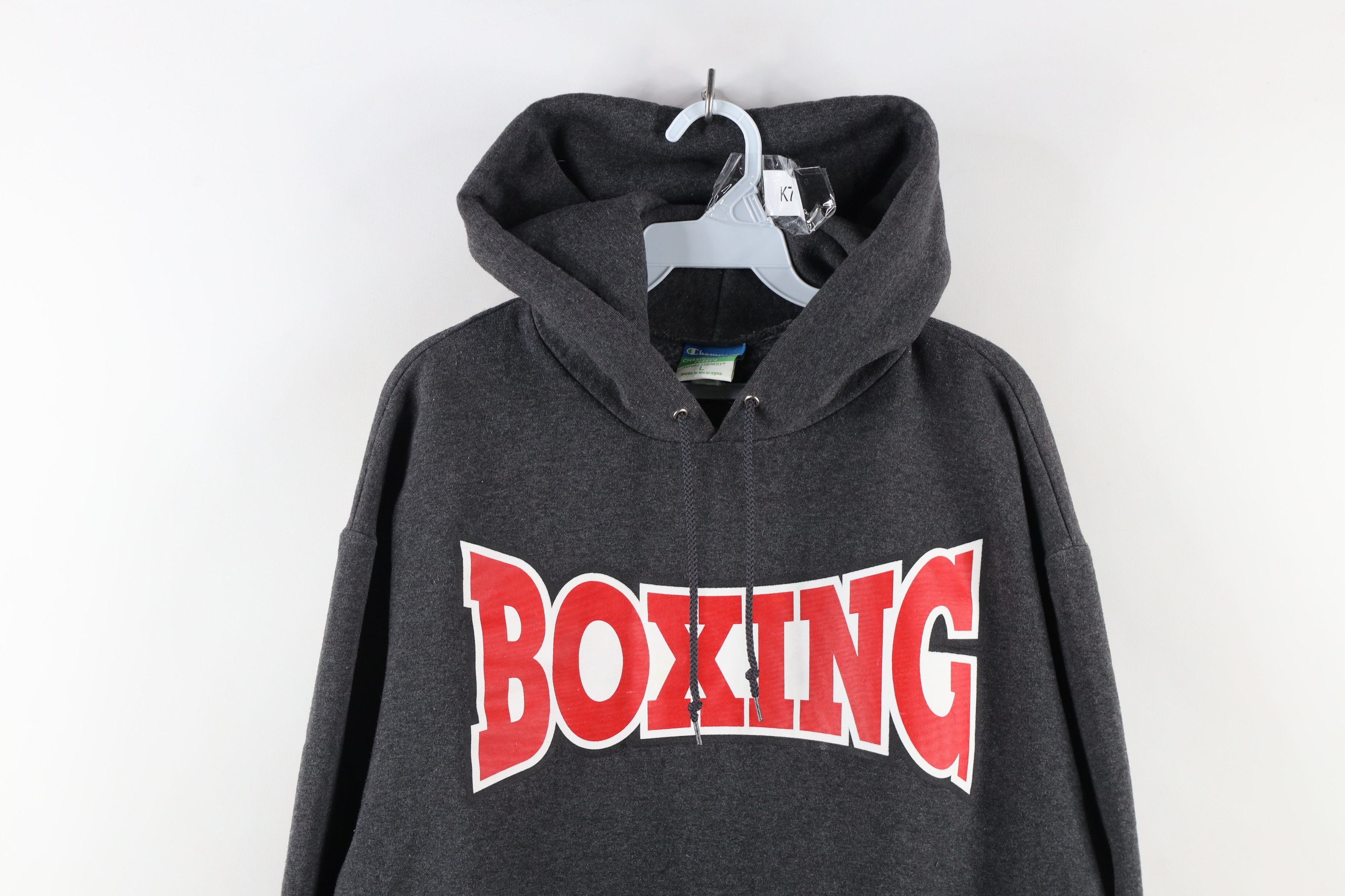 Champion × Vintage Vintage Champion Spell Out Boxing Hoodie Sweatshirt Gray Size US L / EU 52-54 / 3 - 2 Thumbnail