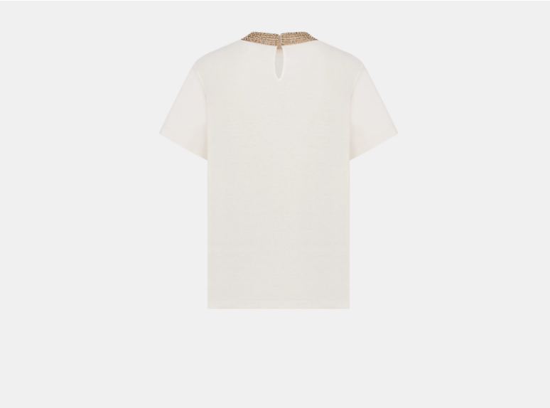 Dior o1w1db11225 453T34 Embroidered T-Shirt in Ecru Size M / US 6-8 / IT 42-44 - 2 Thumbnail