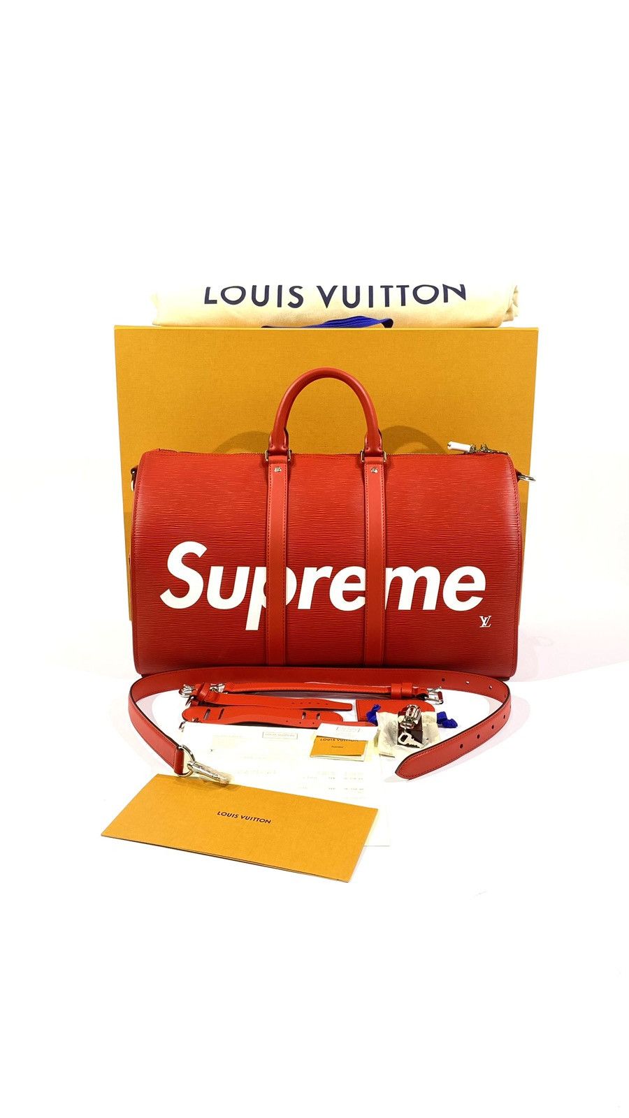Louis Vuitton × Supreme Louis Vuitton X Supreme 45 Epi duffel Keepall Bandouliere Size ONE SIZE - 1 Thumbnail