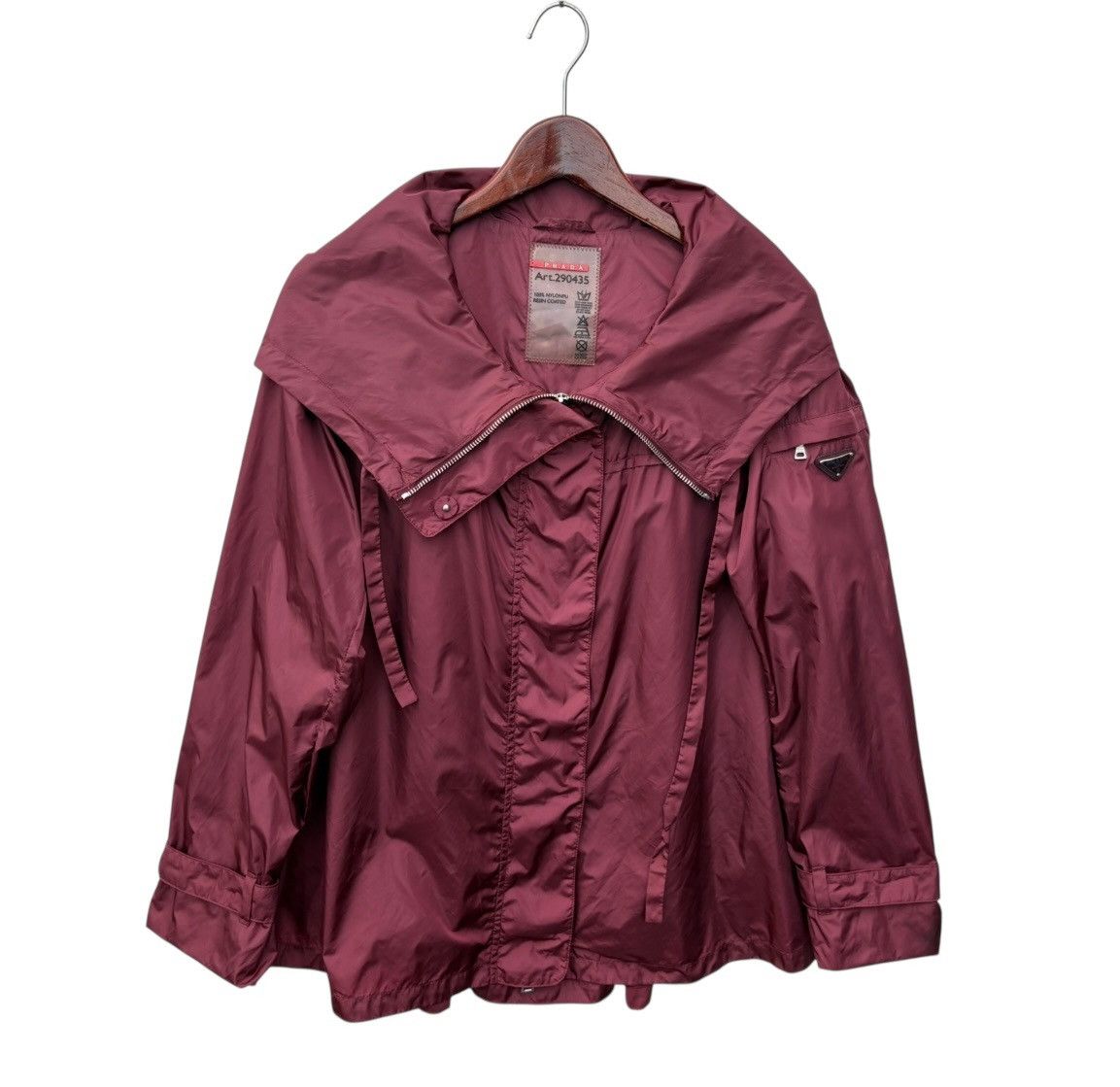 Prada Prada Burgundy Nylon Hoodie Jacket Size S / US 4 / IT 40 - 1 Thumbnail