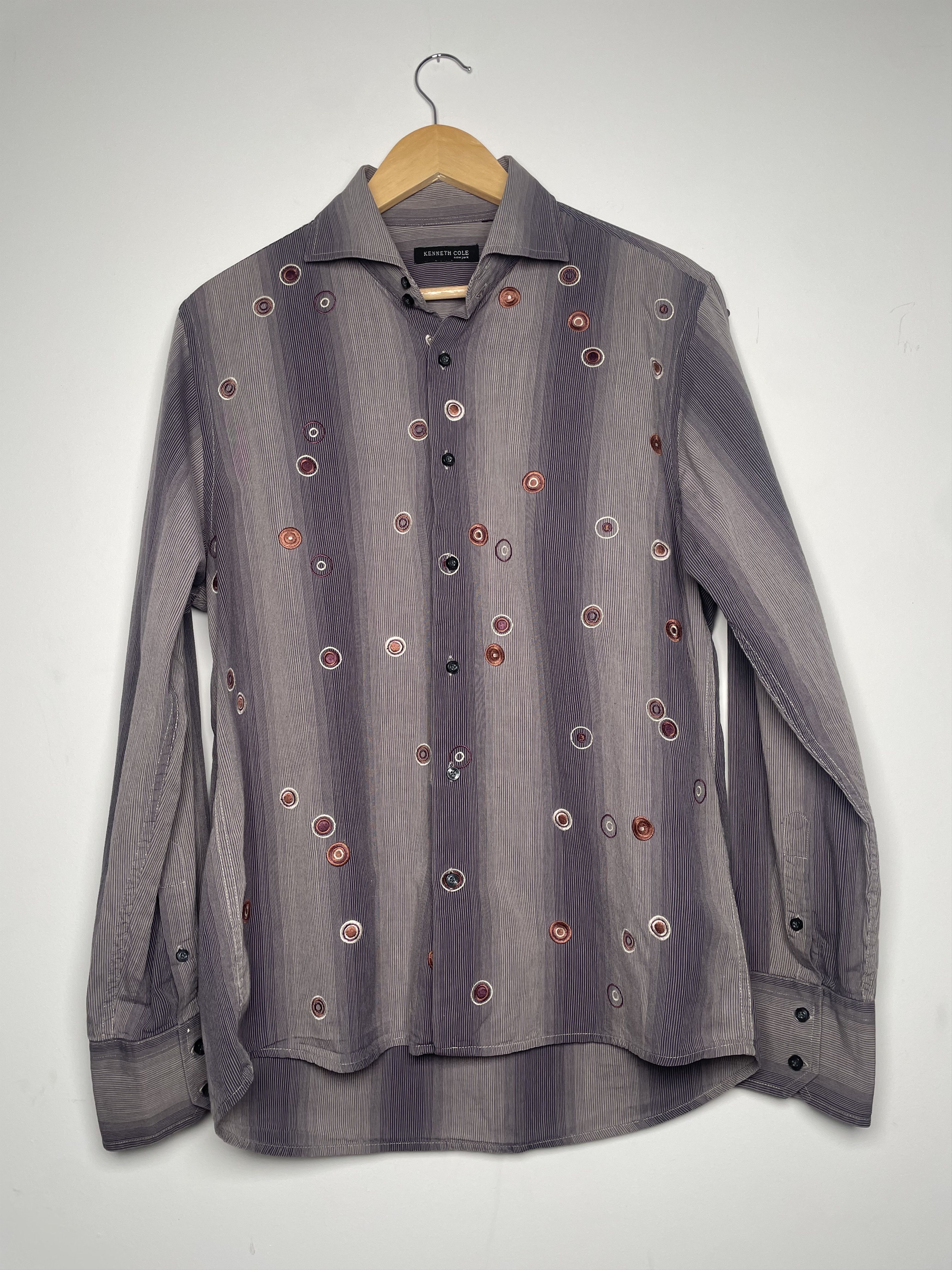 Kenneth Cole Periwinkle Circle Embroidered Kenneth Cole Shirt M Size US M / EU 48-50 / 2 - 1 Thumbnail