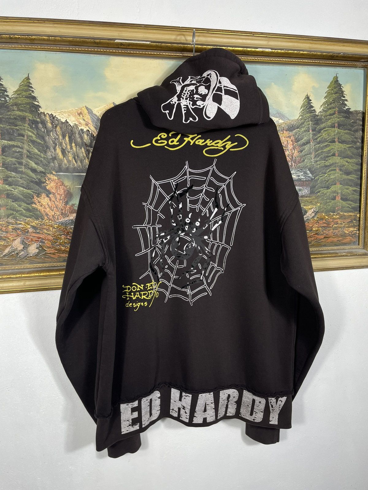 Christian Audigier Ed Hardy Retro 00s Hoodie With Crystals Affliction Grunge Size US XXL / EU 58 / 5 - 8 Thumbnail
