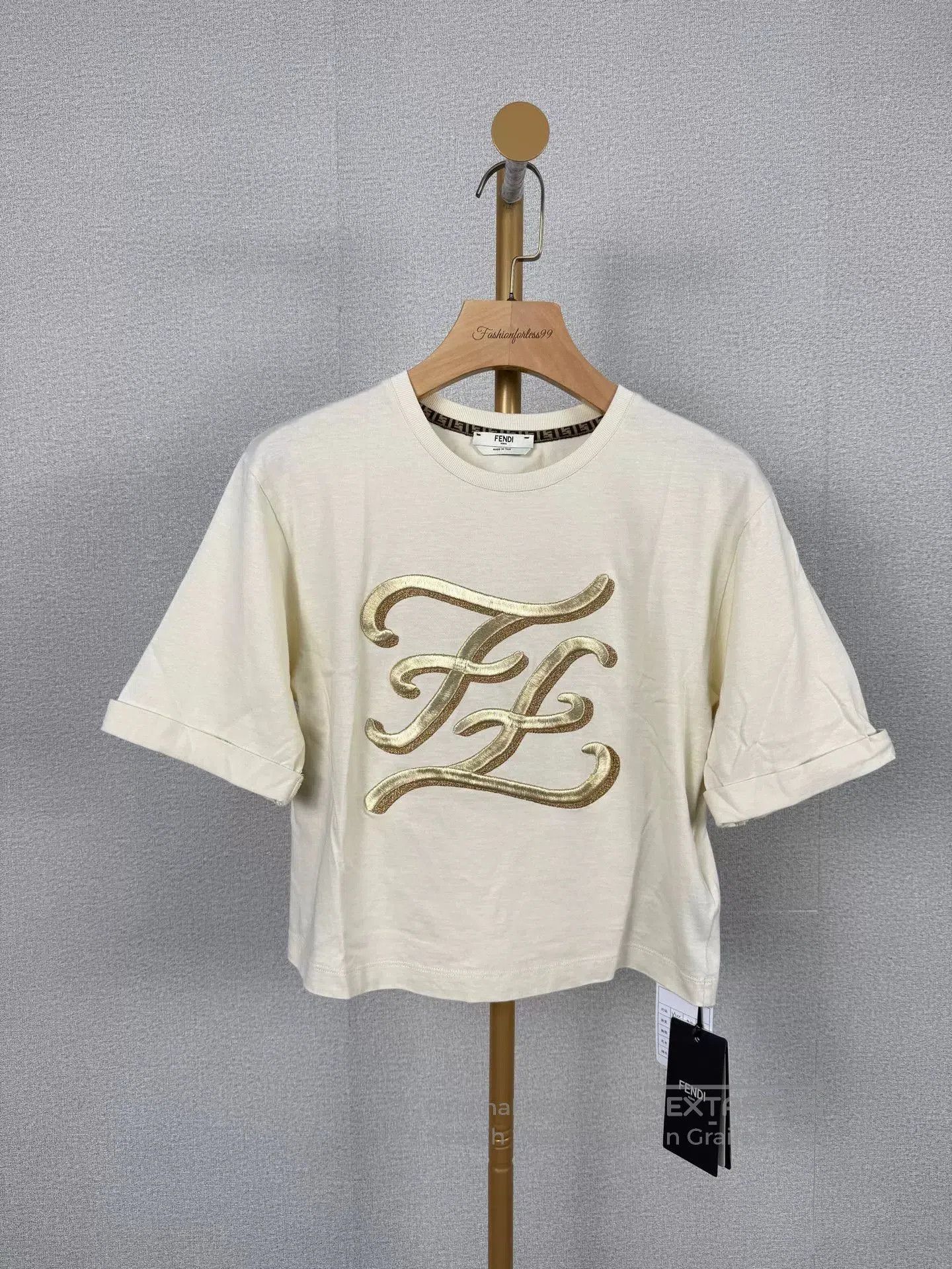 Fendi FENDI Beige Double F Short Sleeve T-Shirt. Size US XXS / EU 40 - 1 Thumbnail