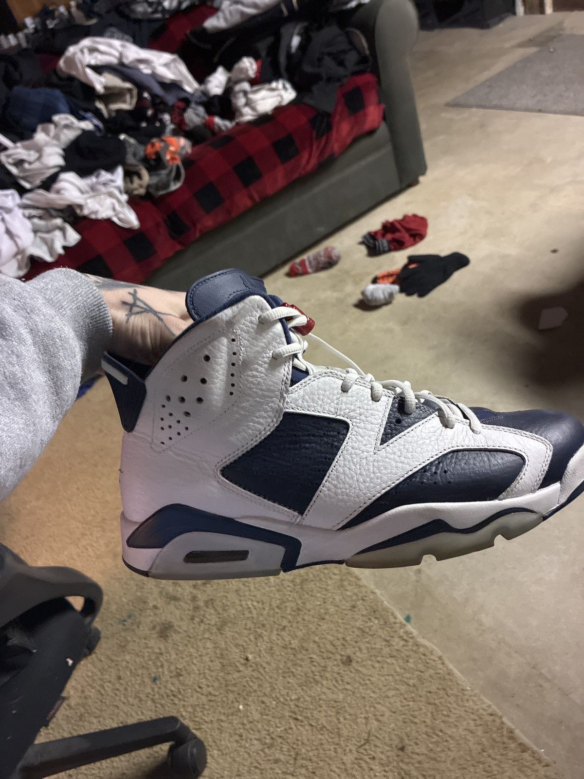 Nike Air Jordan 6 Retro “Olympic” (White/Midnight Navy) Size US 10.5 / EU 43-44 - 2 Thumbnail