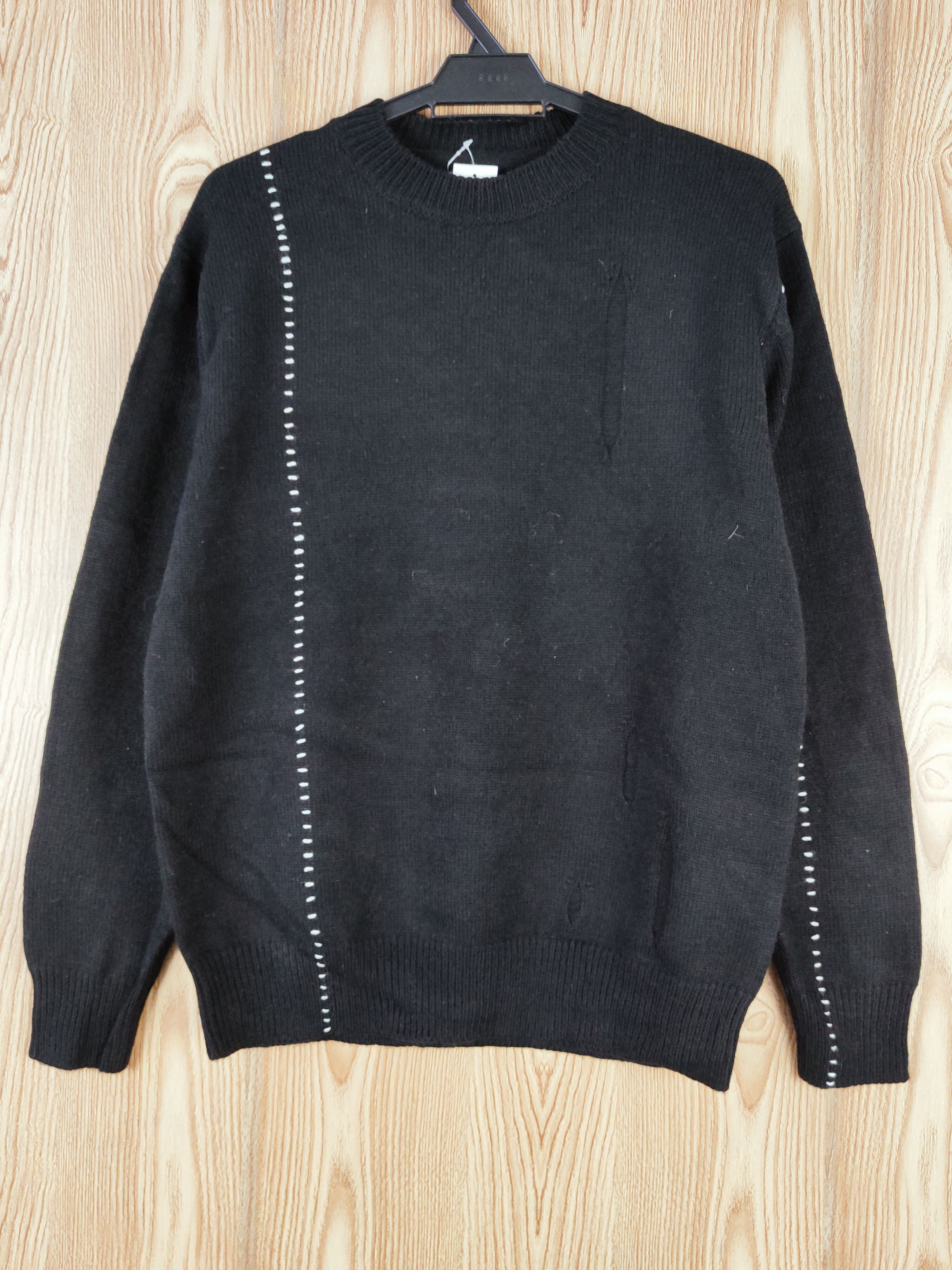 Japanese Brand Cotorica Black ripped distressed Knitwear Sweatshirts #W555 Size US M / EU 48-50 / 2 - 1 Thumbnail