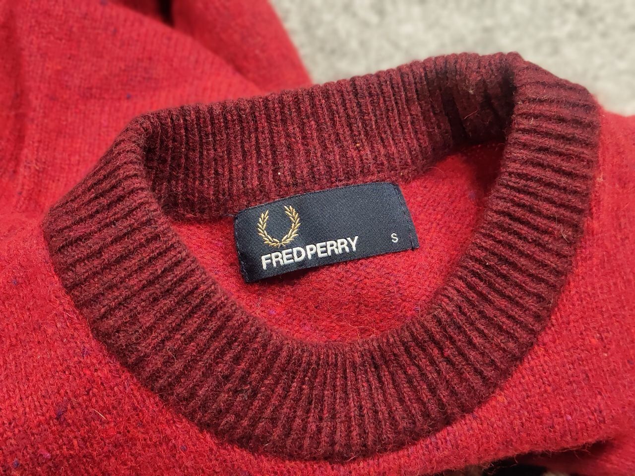 Fred Perry Fred Perry Design Classic Red Wool Crew Check Sweater Size US S / EU 44-46 / 1 - 16 Thumbnail