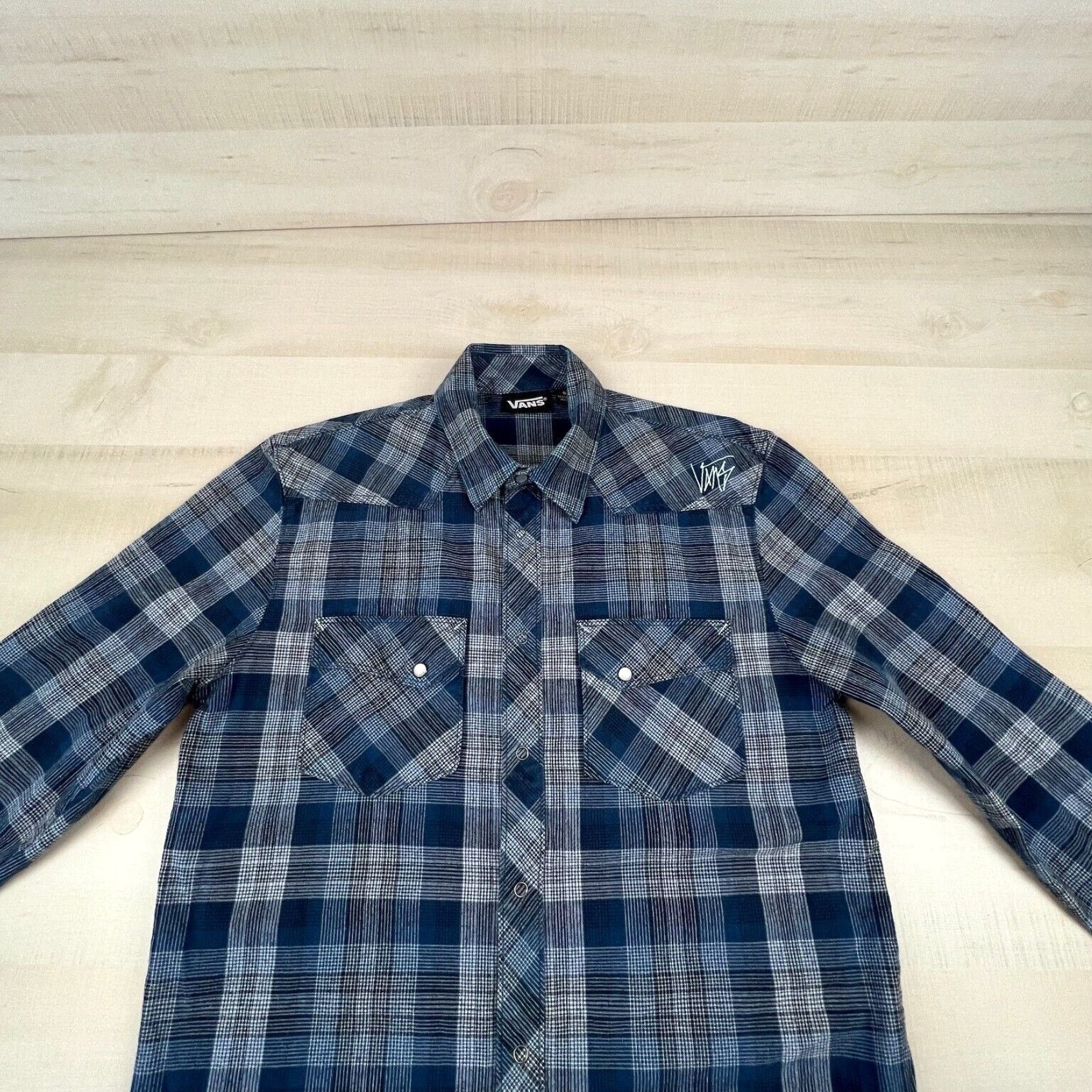 Vans Vans Mens Small Blue Plaid Flannel Long Sleeve Button Up Shirt Size US S / EU 44-46 / 1 - 2 Thumbnail