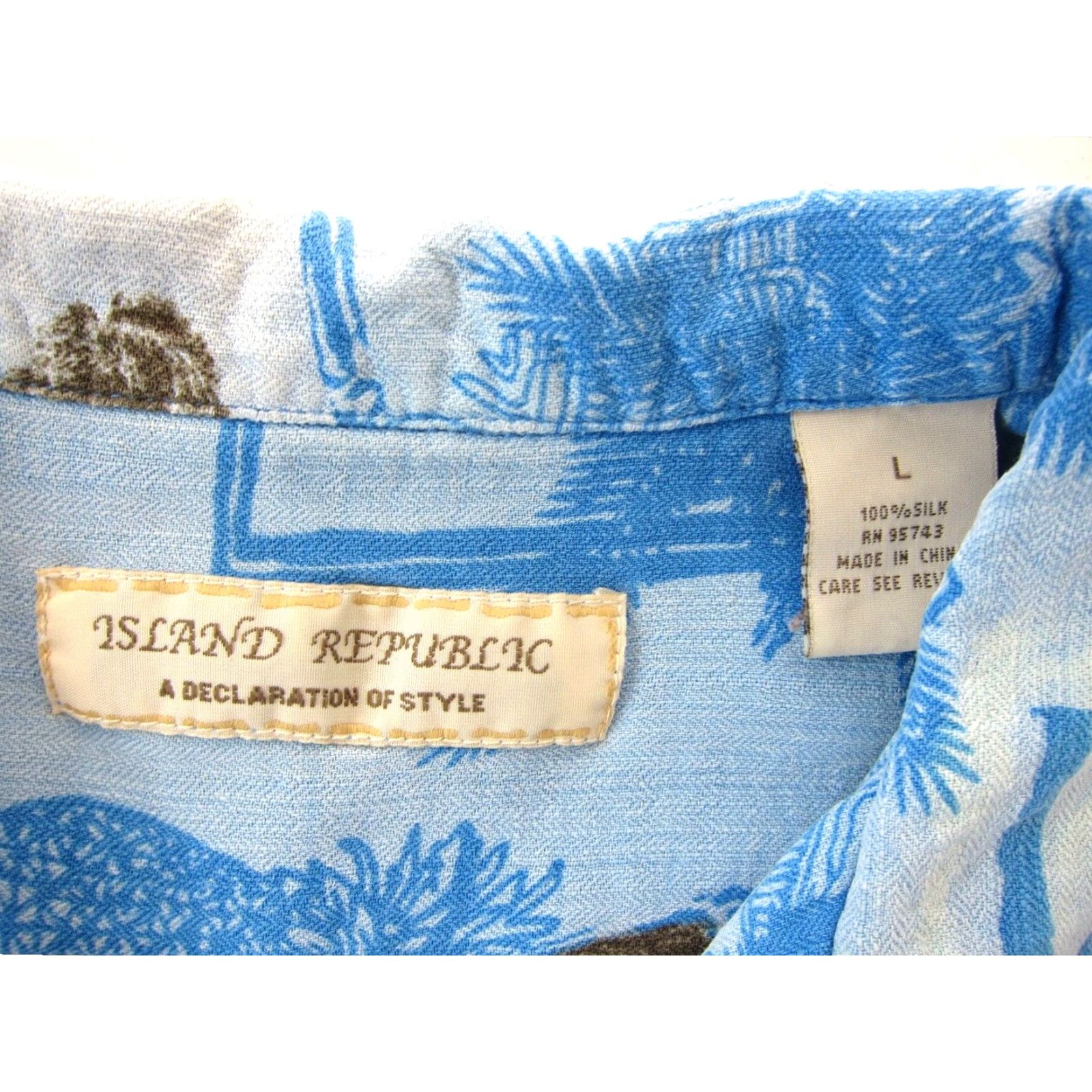 Vintage Vtg Island Republic Silk Blue Floral Hawaiian Button Short Sleeve Shirt Men L Size US L / EU 52-54 / 3 - 4 Thumbnail