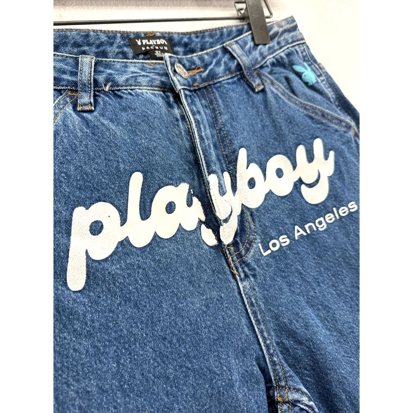 Pacsun Pacsun Payboy Straight Jeans Blue Women's 27 Denim Pockets 100% Cotton Denim Medium Wash Regular Fit Carpenter Inseam 33 in Size 27" / US 4 / IT 40 - 6 Thumbnail