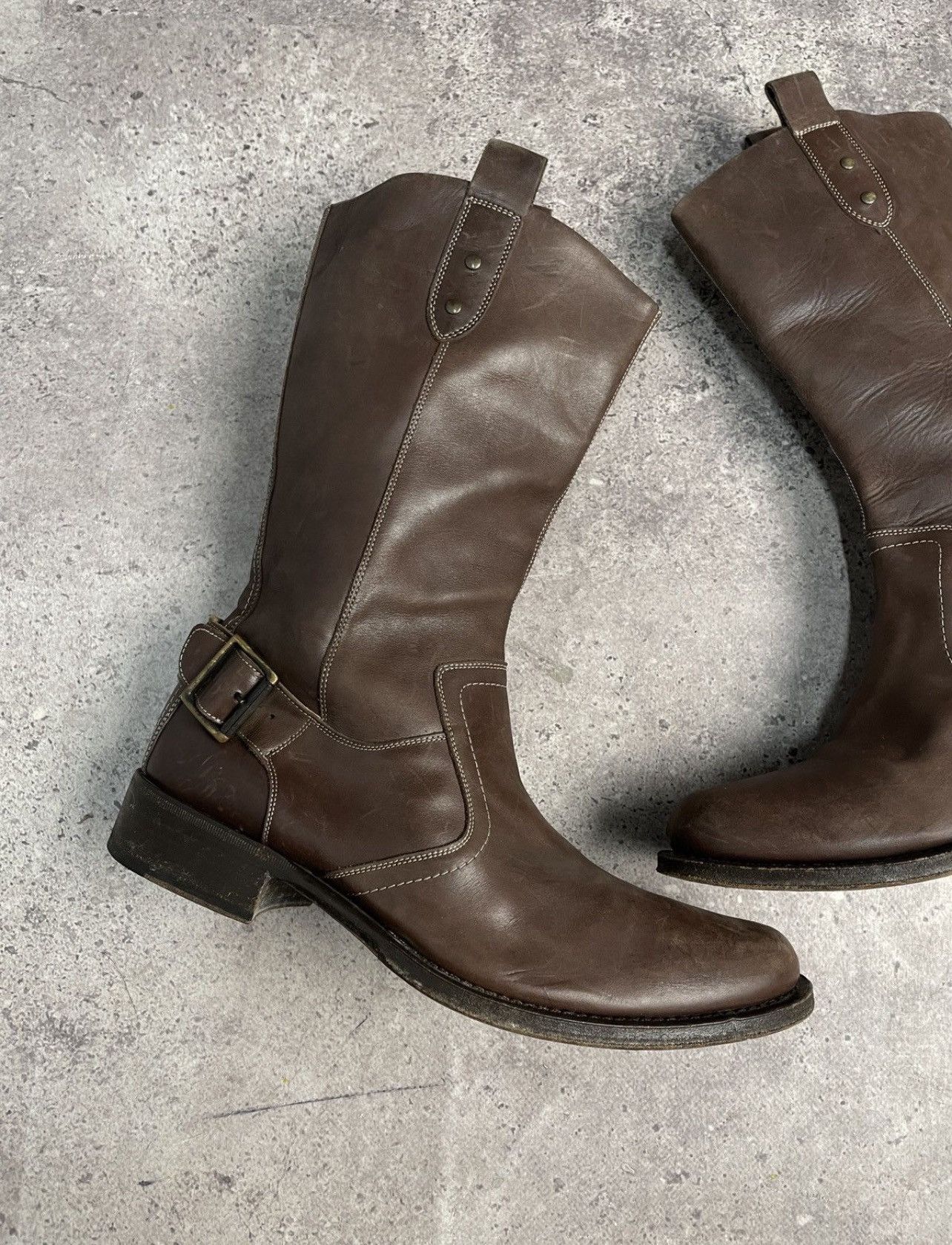 If Six Was Nine Vintage AS 98 Guidi Style High Leather Biker Boots Size US 9.5 / EU 42-43 - 3 Thumbnail