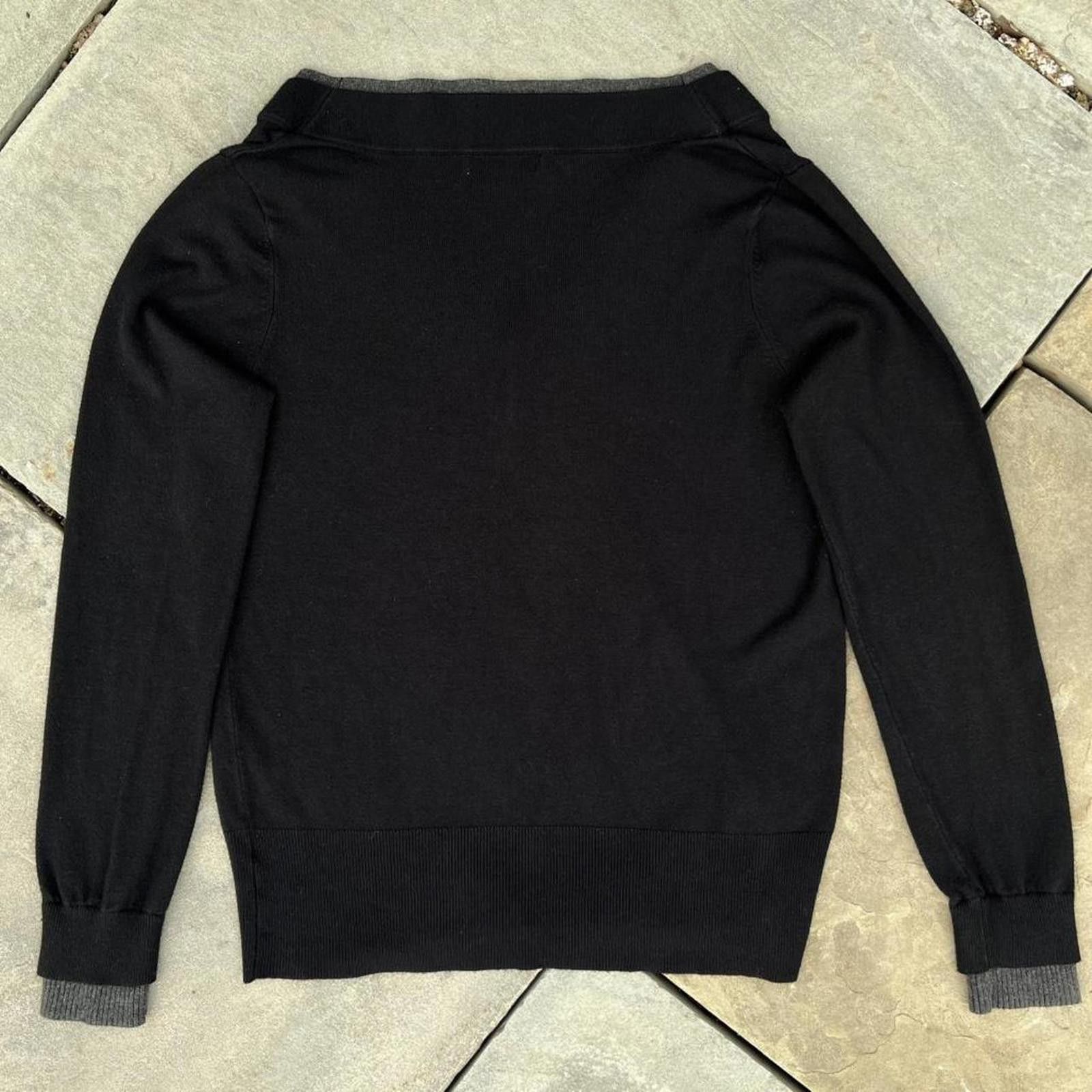 Other Black V-neck 2-tone Collar/Cuff Sweater Size XS / US 0-2 / IT 36-38 - 3 Thumbnail