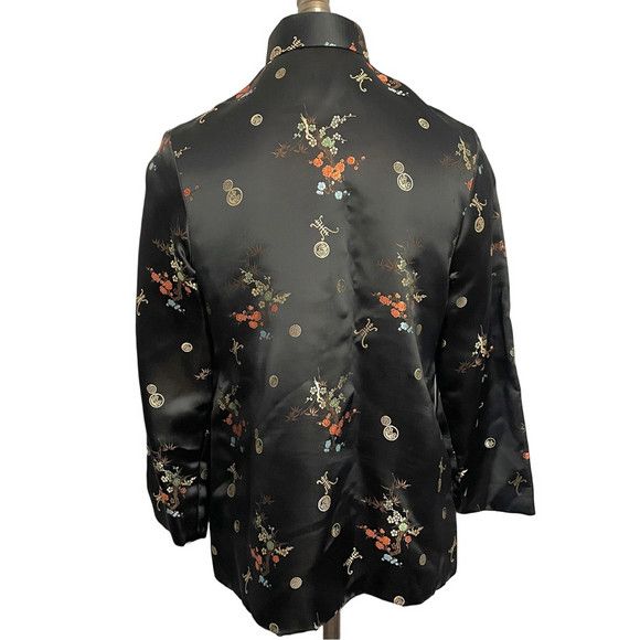 Vintage Vintage Chinese Black Satin Brocade Light Jacket - Small Size S / US 4 / IT 40 - 7 Thumbnail