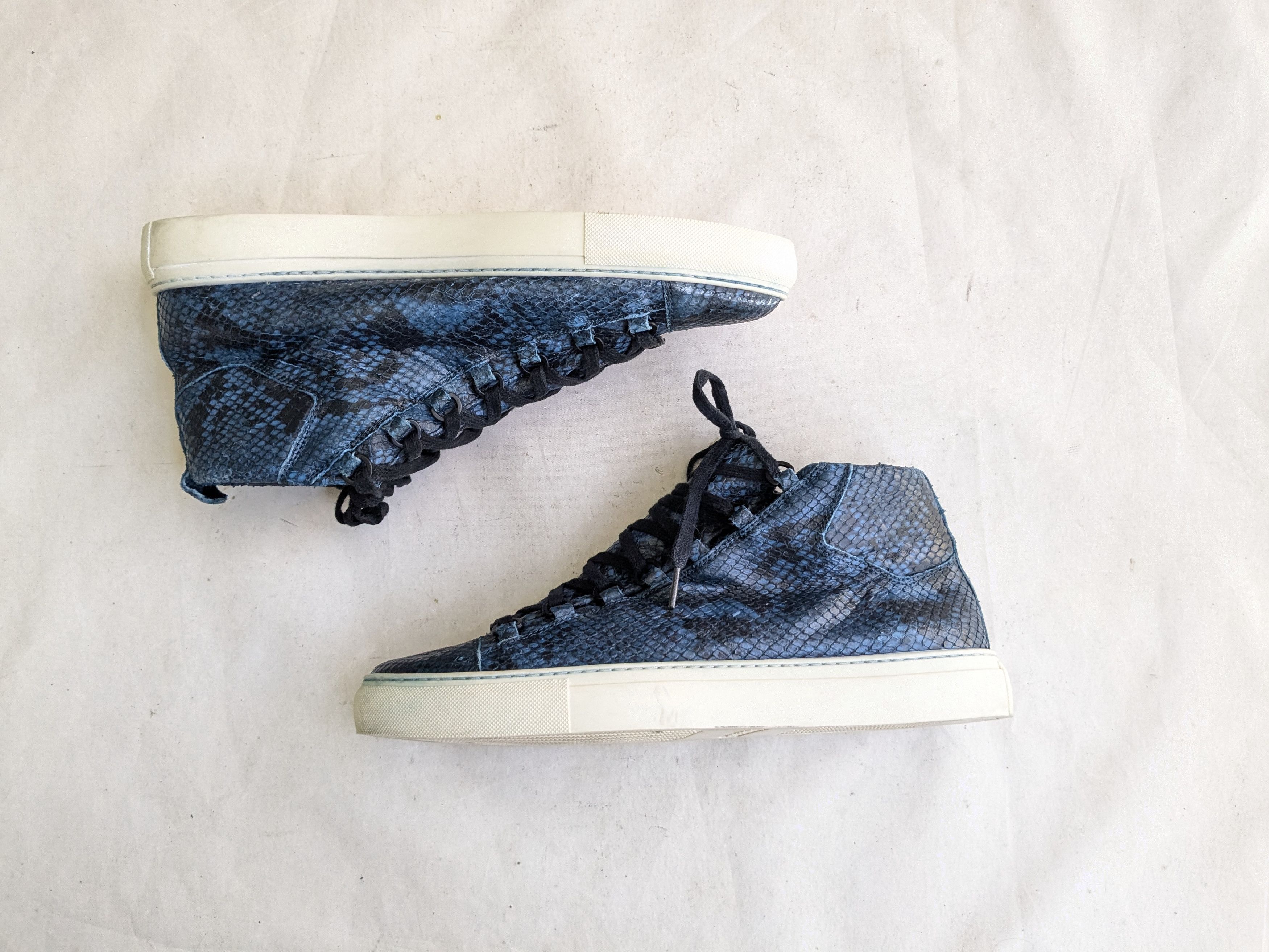 Balenciaga Balenciaga Arena Blue 12 High Tops Leather Snakeskin Size US 12 / EU 45 - 1 Thumbnail