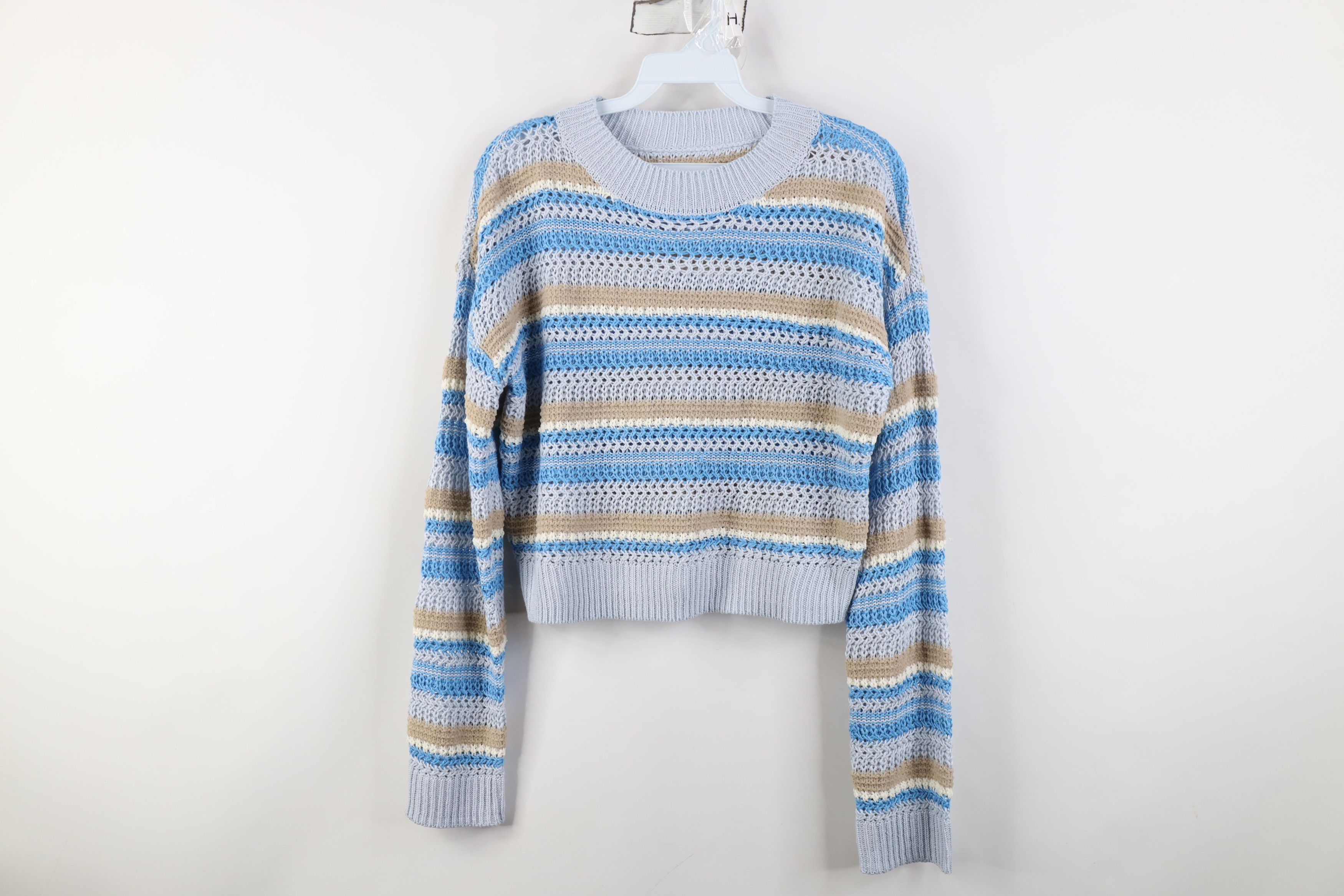 Vintage Vintage 90s Y2K Streetwear Striped Crochet Knit Sweater Size S / US 4 / IT 40 - 1 Thumbnail