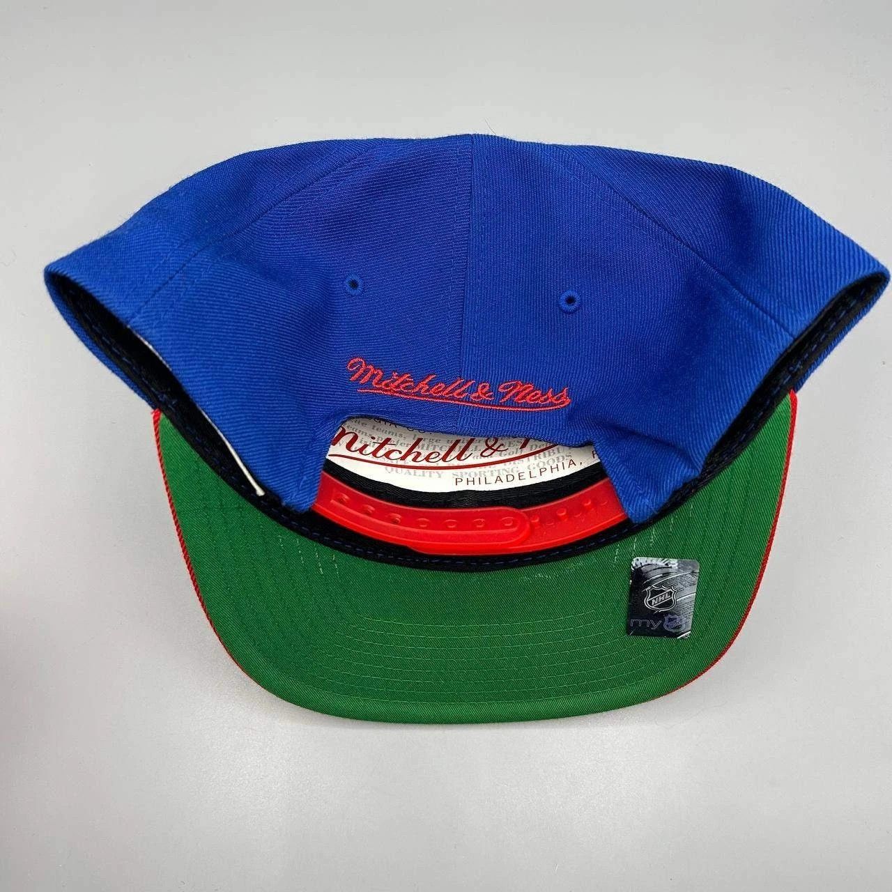 Mitchell & Ness New York Rangers Hat Men Blue Red Embroidered Snap Back Cap Size ONE SIZE - 3 Thumbnail