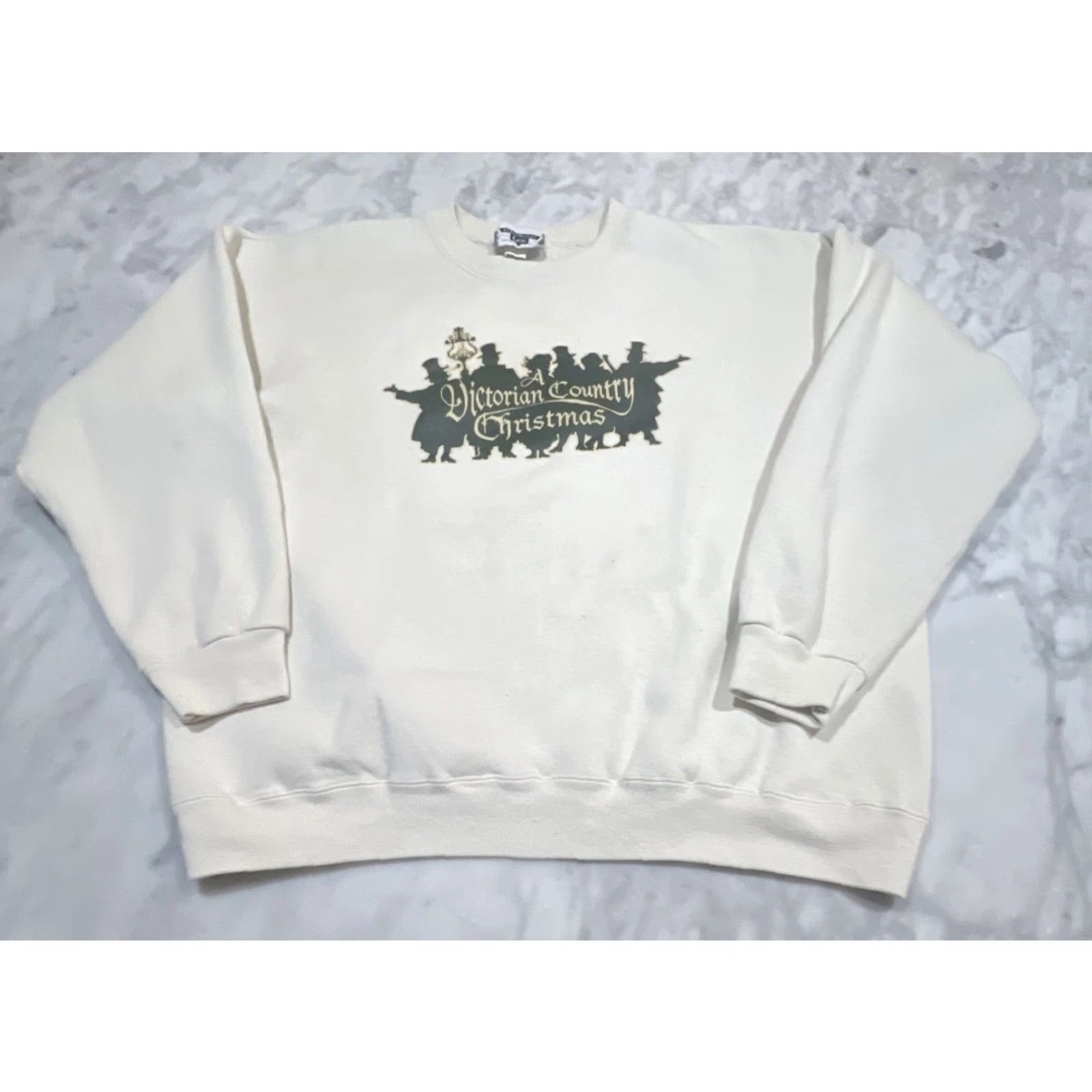 Lee VINTAGE Lee Christmas Sweatshirt Men XL Heavyweight Cotton Blend Beige Winter Graphic Pullover Size US XL / EU 56 / 4 - 2 Thumbnail
