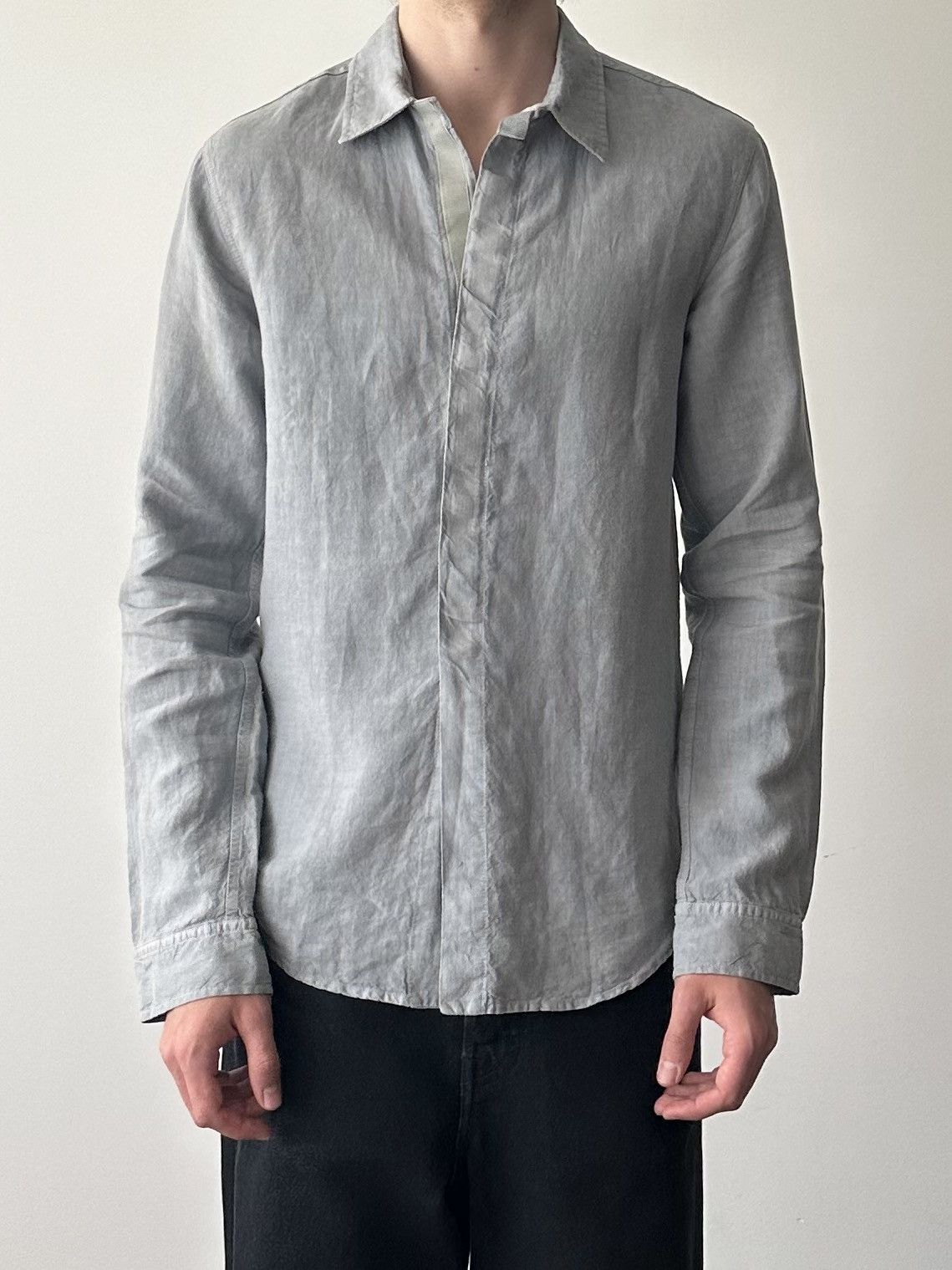 Emporio Armani Emporio Armani 90’s Velcro Linen Shirt Size US S / EU 44-46 / 1 - 1 Thumbnail