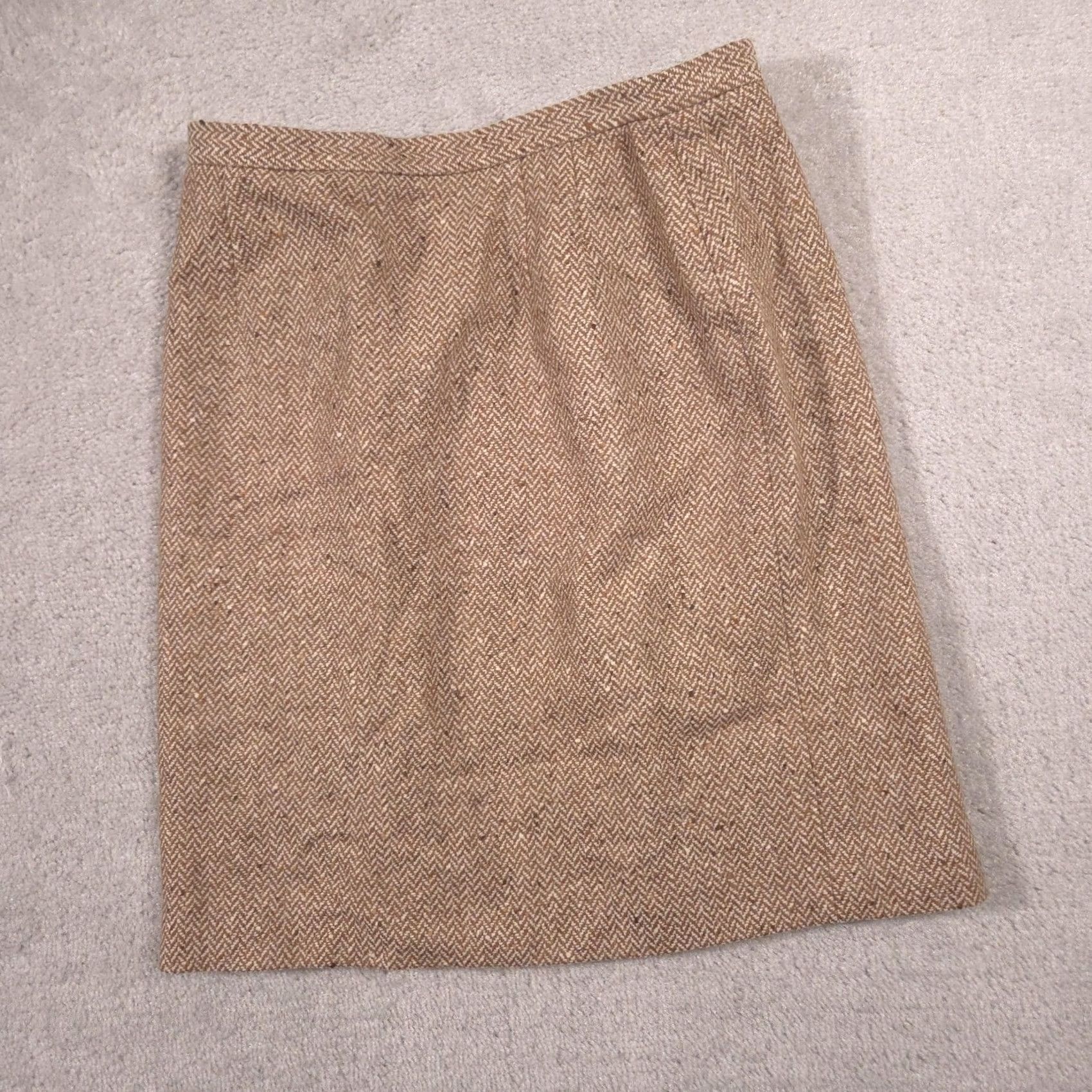 Talbots Talbots Skirt Womens Petite 12 Brown Wool Herringbone Pencil Lined Career Tweed Size 34" / US 12 / IT 48 - 2 Thumbnail