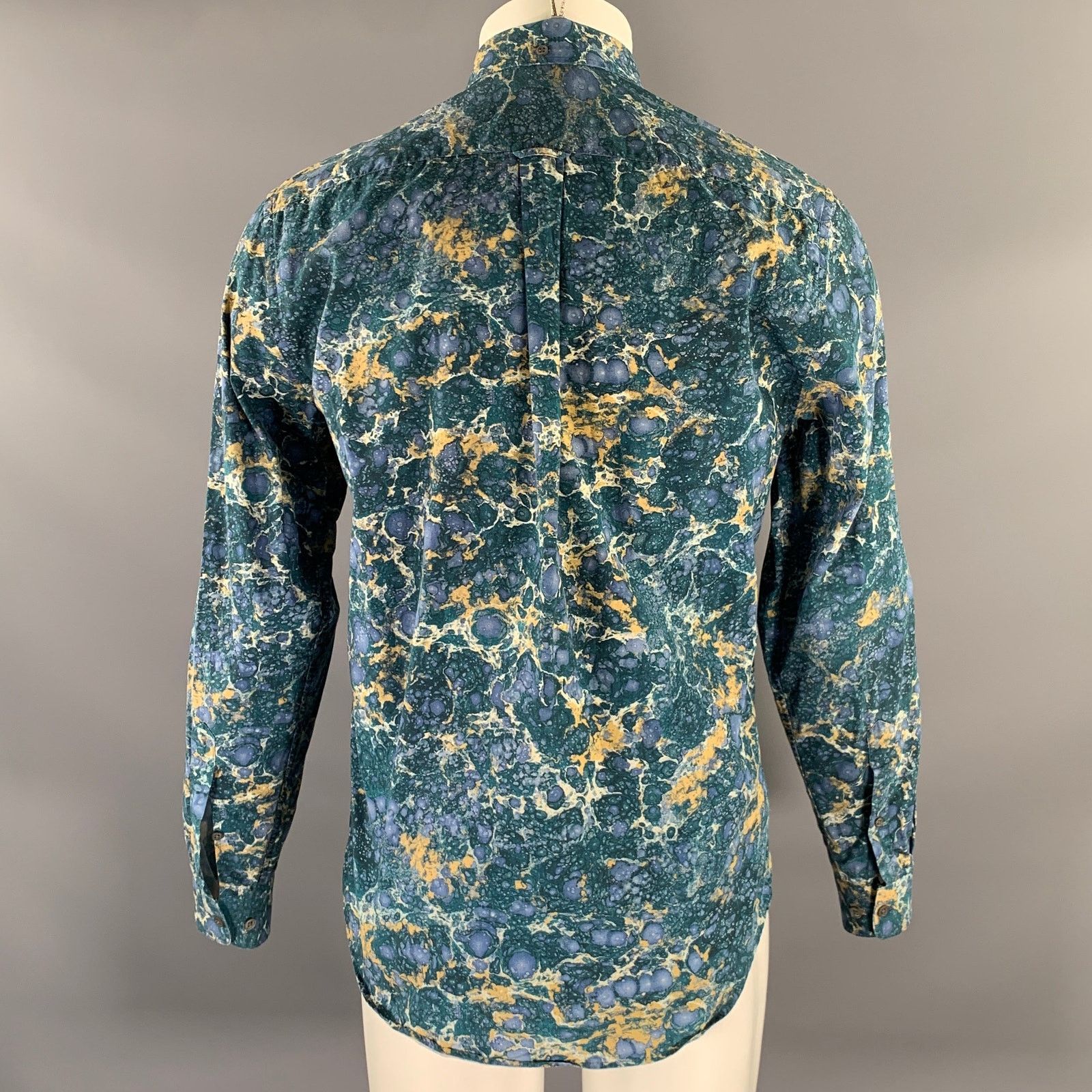 Acne Studios ACNE STUDIOS M Blue Teal Marbled Cotton Button Down Shirt Size US M / EU 48-50 / 2 - 4 Thumbnail