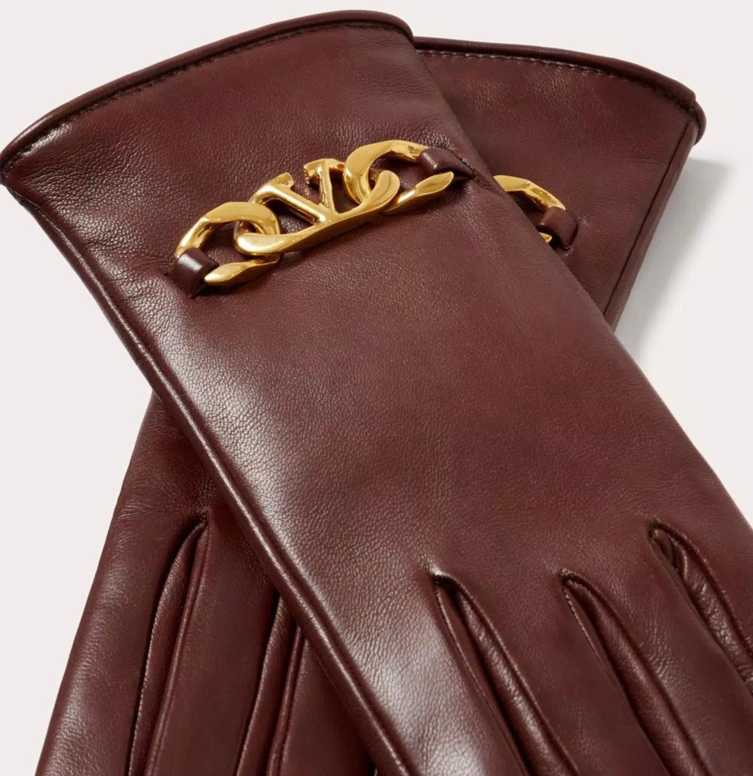 Valentino Valentino Vlogo Chain Gloves In Nappa And Cashmere Size 8 Size ONE SIZE - 2 Thumbnail