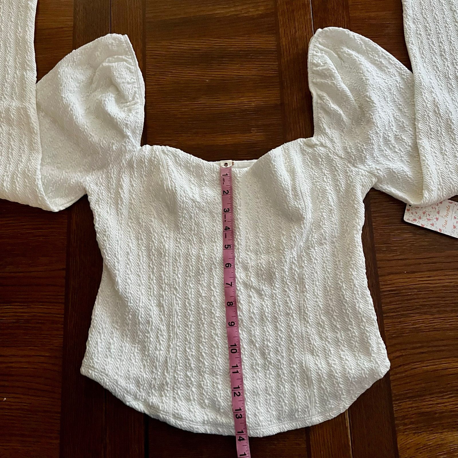Free People NWT FREE PEOPLE Brittany White Ribbed Puff Sleeve Top Large Size L / US 10 / IT 46 - 21 Thumbnail