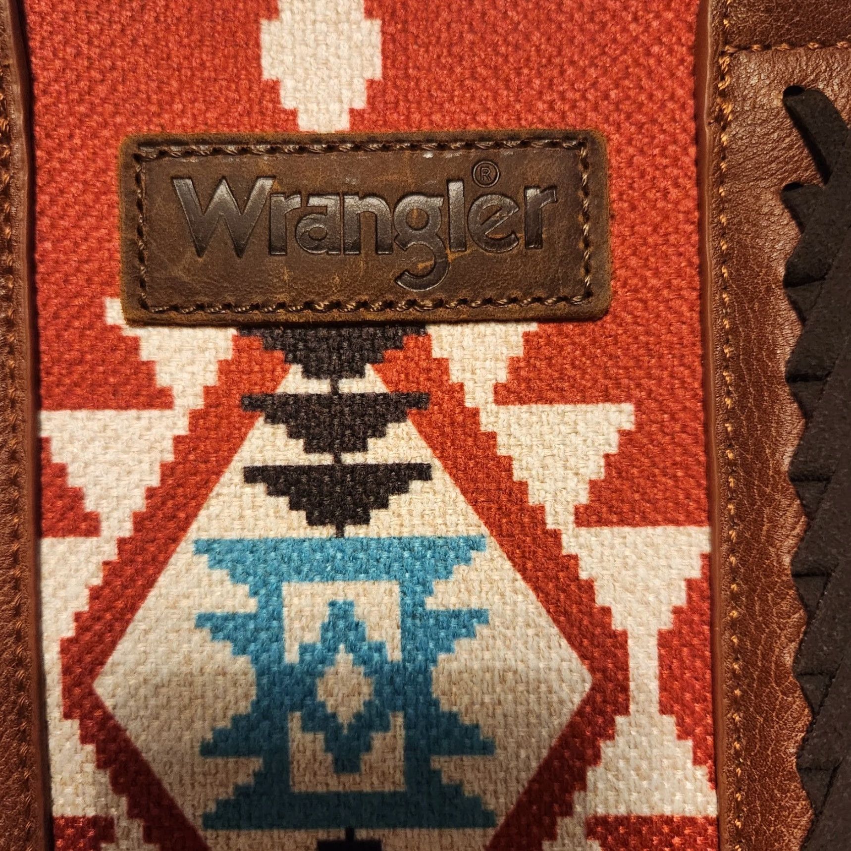 Wrangler VINTAGE Wrangler Southwestern Aztec Print Canvas Purse Tote Crossbody Bag Burgundy New Size ONE SIZE - 3 Thumbnail