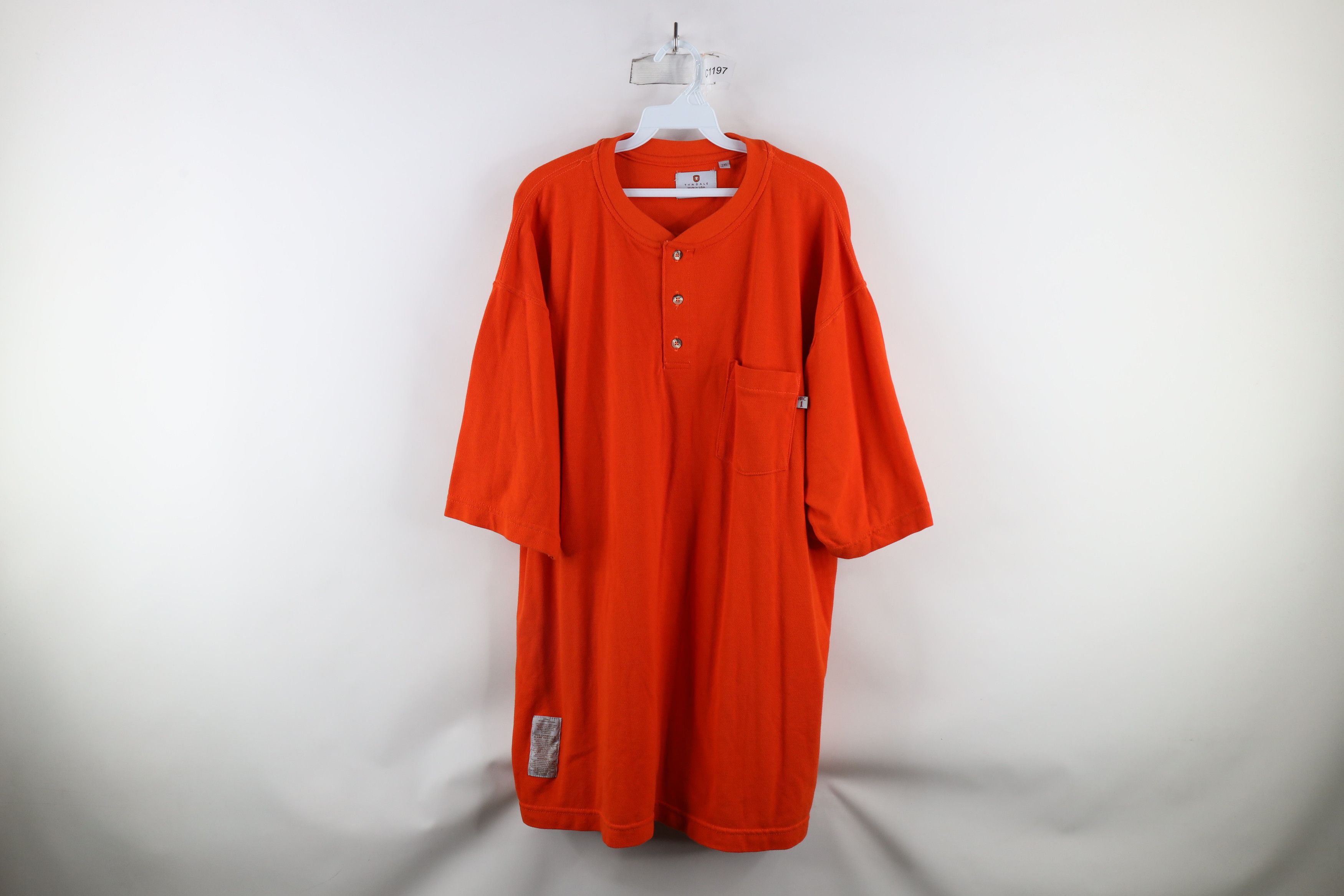 Vintage Tyndale FR Resistant ATPV 6.1 Work Henley T-Shirt Orange USA Size US XXL / EU 58 / 5 - 1 Thumbnail