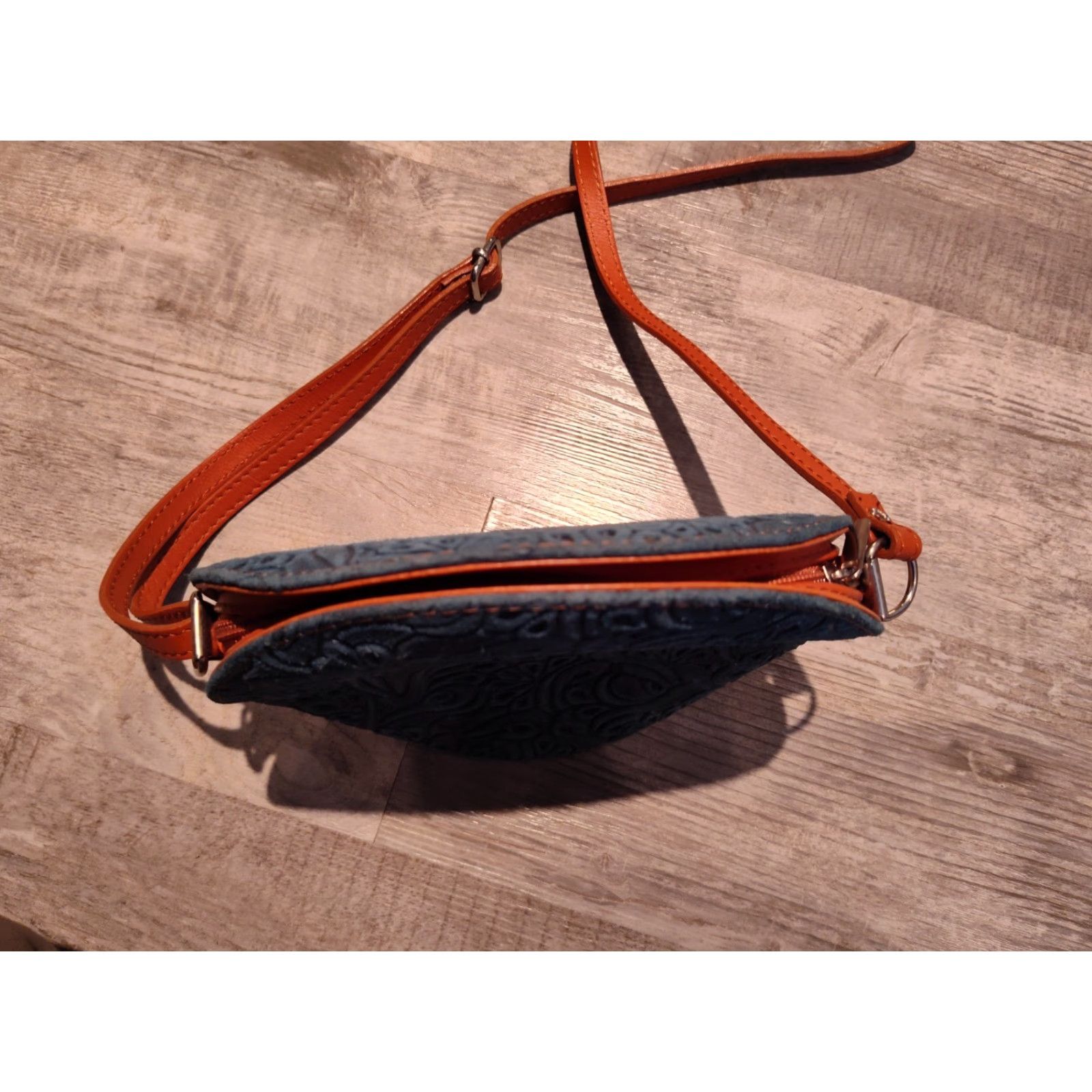 Vintage VINTAGE Borse in Pelle Italian Leather Crossbody Bag Women Small Blue Floral 90s Handmade Italy Size ONE SIZE - 5 Thumbnail