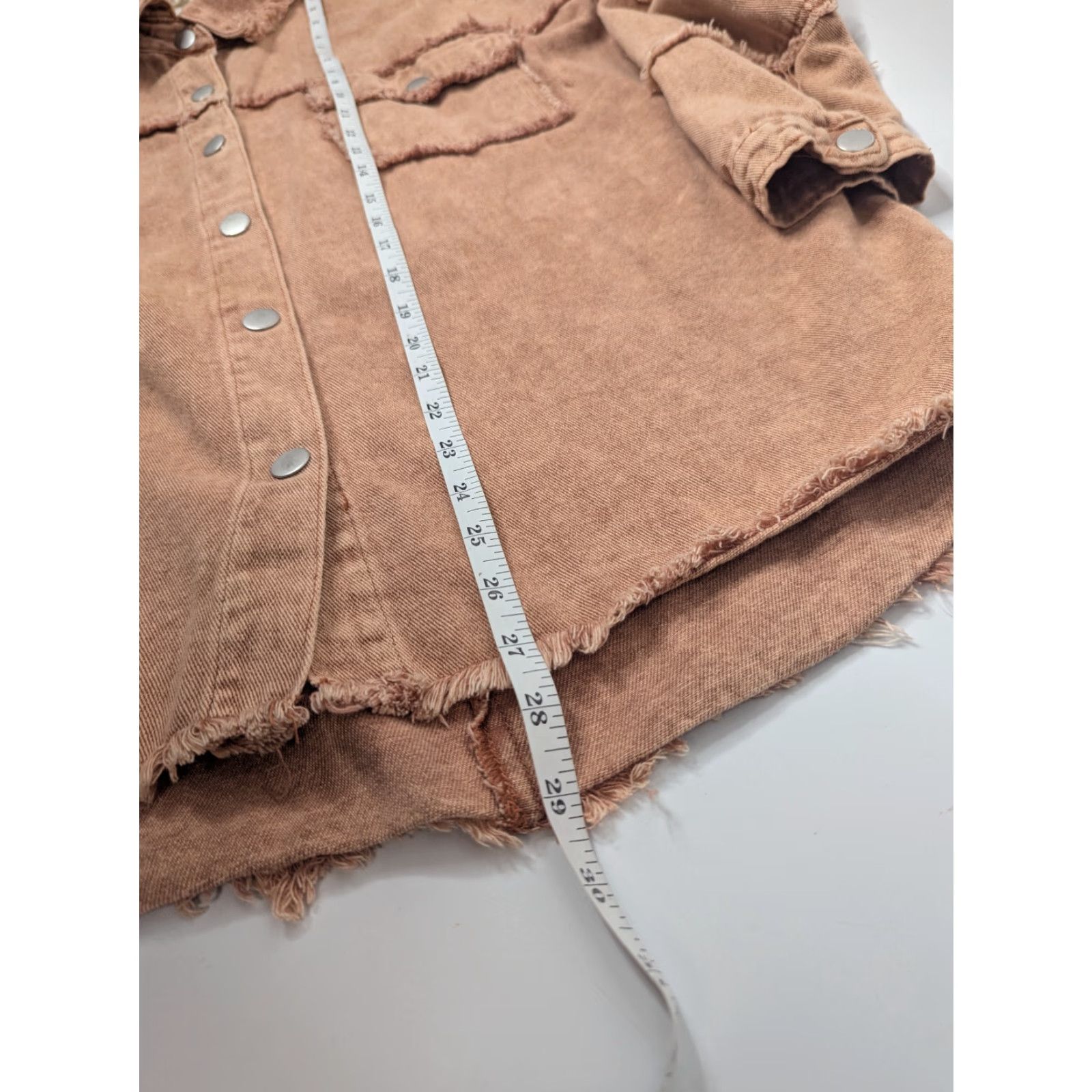 Vintage 143 Story by Line Up Shacket Shirt Jacket L Rust Fringe Snap Pocket Western 90s Womens Size L / US 10 / IT 46 - 5 Thumbnail
