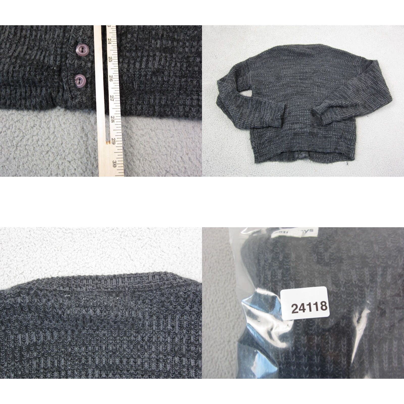 Saturdays NYC VINTAGE Saturdays Cardigan Mens XL Black Gray Knit 80s Sweater Knit Style: Tight-Knit Long Sleeve V-Neck Cardigan 80s USA Size US XL / EU 56 / 4 - 8 Thumbnail