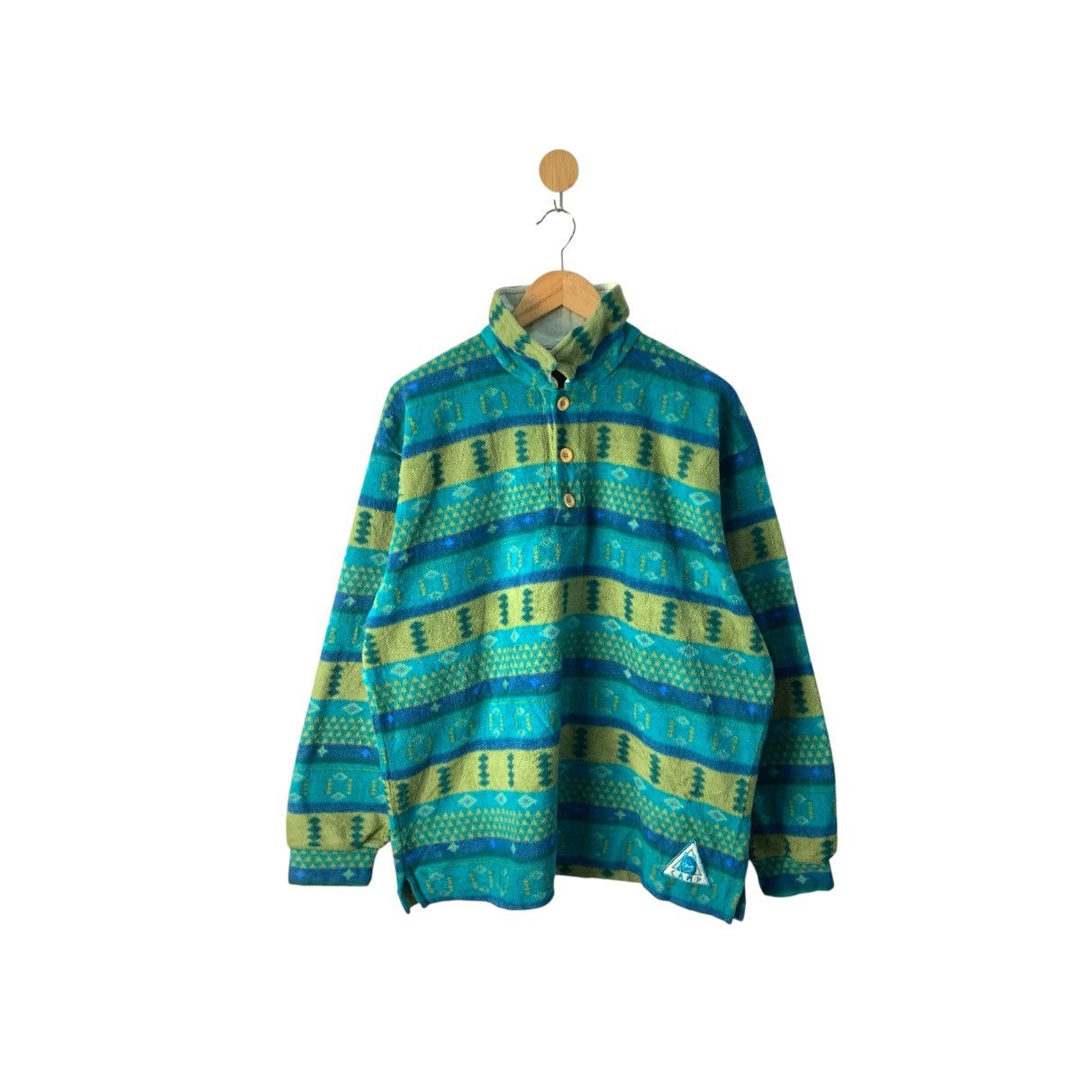 Japanese Brand Camp Fleece Half Button Sweatshirt Navajo Fleece Size US L / EU 52-54 / 3 - 1 Thumbnail