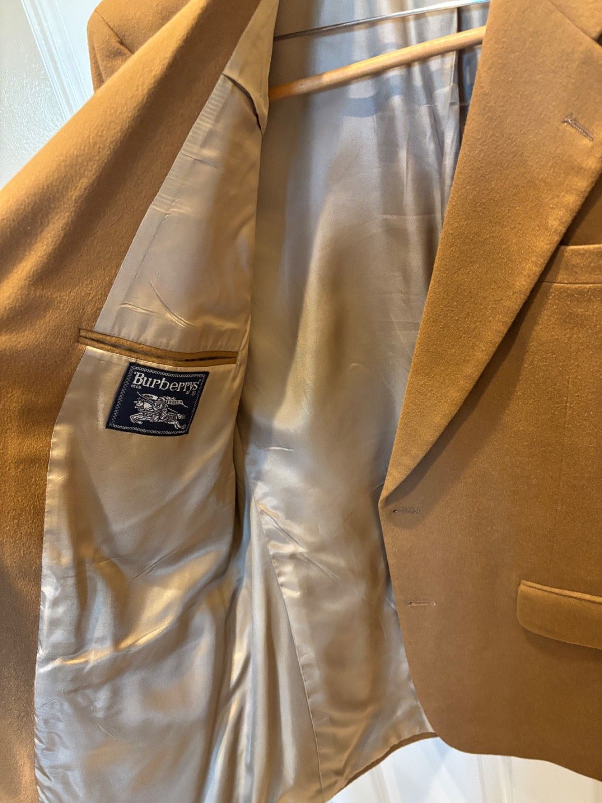 Burberry Vintage 'Burberrys' 100% Cashmere Blazer Camel Brown Size 44L - 5 Thumbnail